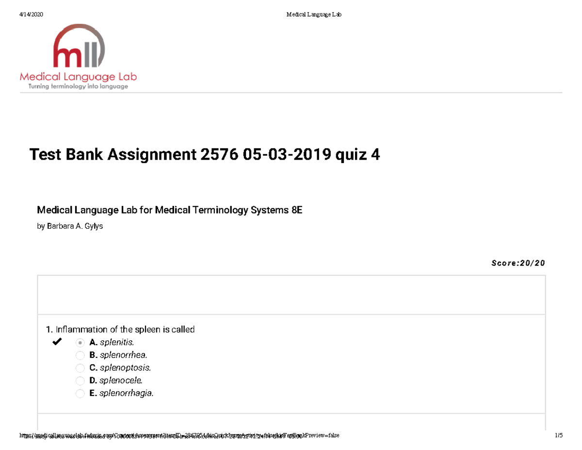 Medical Language Lab Mll Studocu