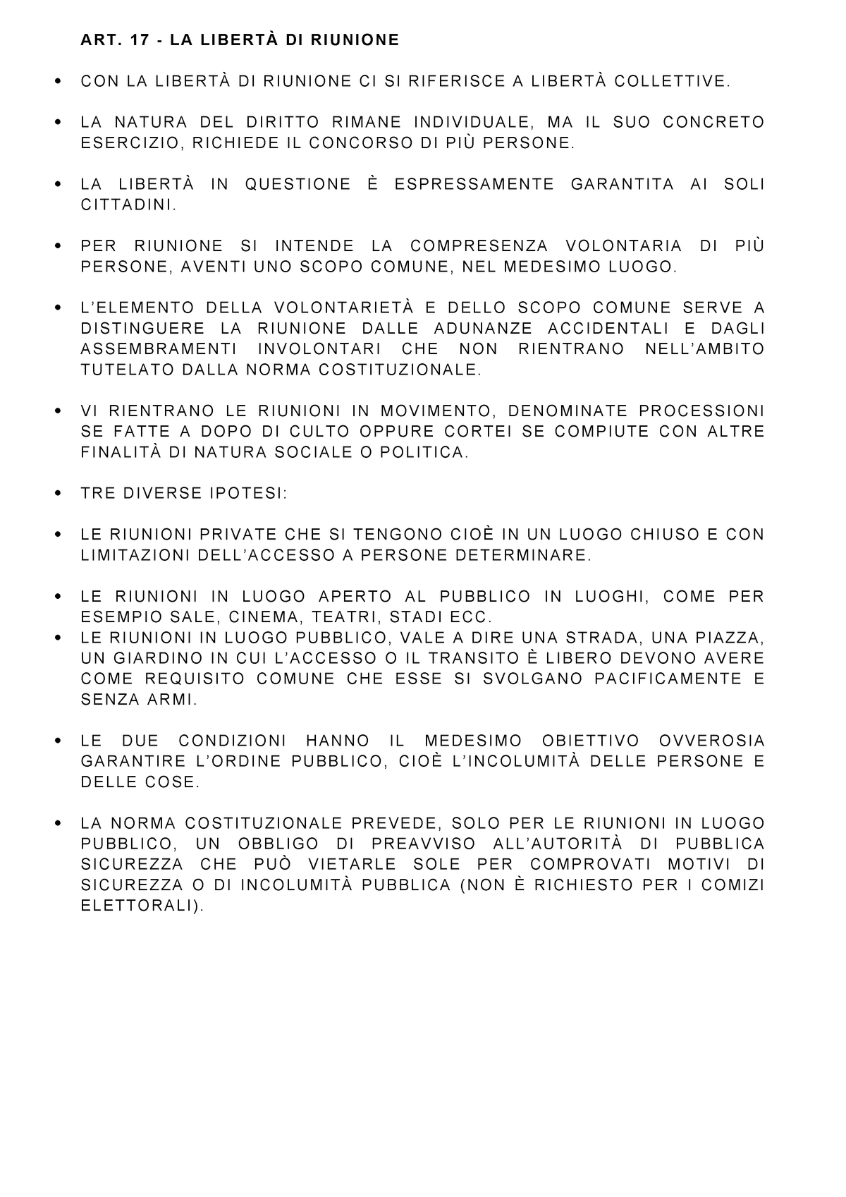 Liberta Di Riunione Riassunto L Ordinamento Della Repubblica Le Istituzioni E La Societa Art 17 La Libert Di Riunione Con La Libert Di Riunione Ci Si Studocu