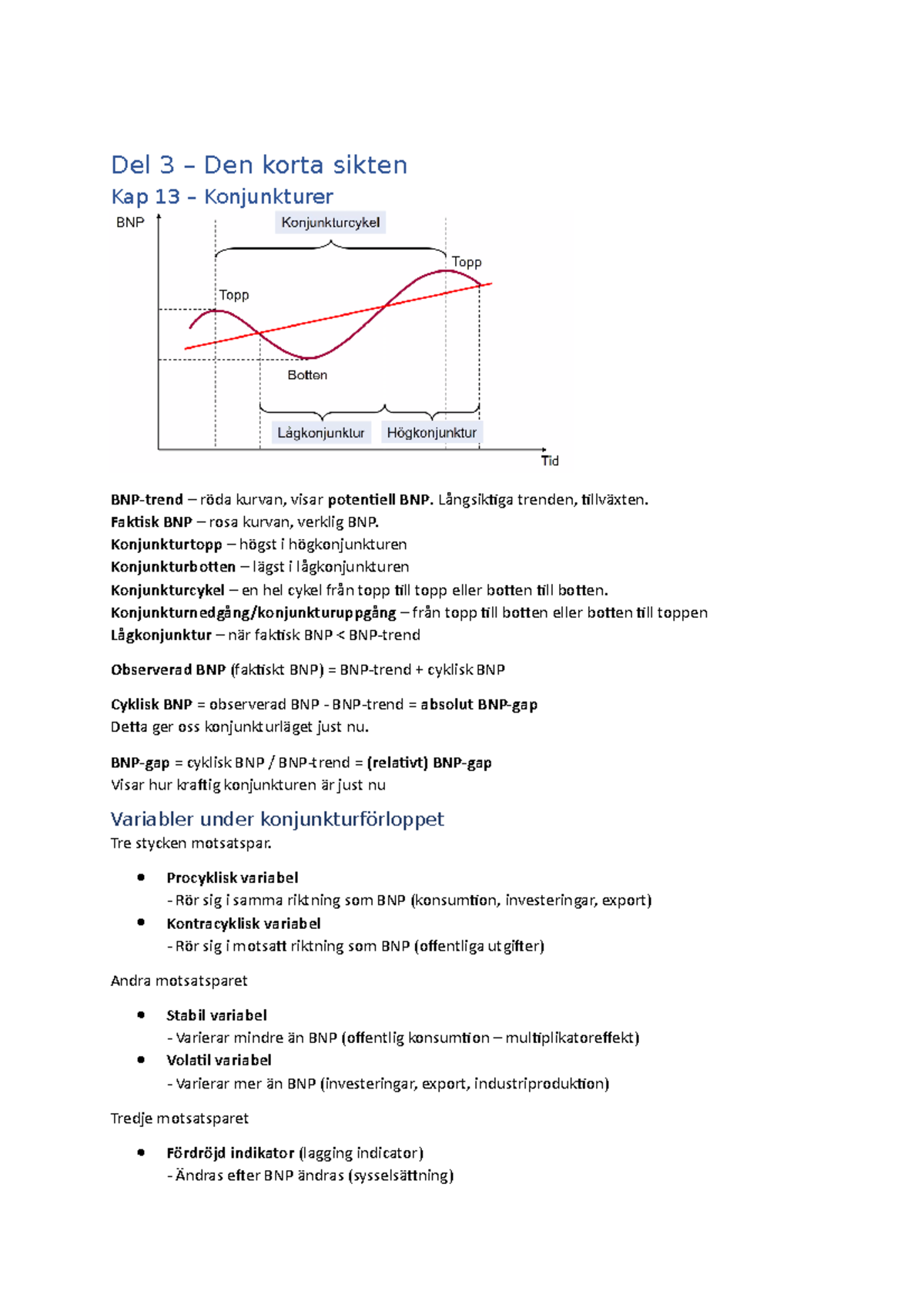 Makroekonomi - Sammanfattning Av Del 3 - 2KU014 - Uppsala Universitet ...