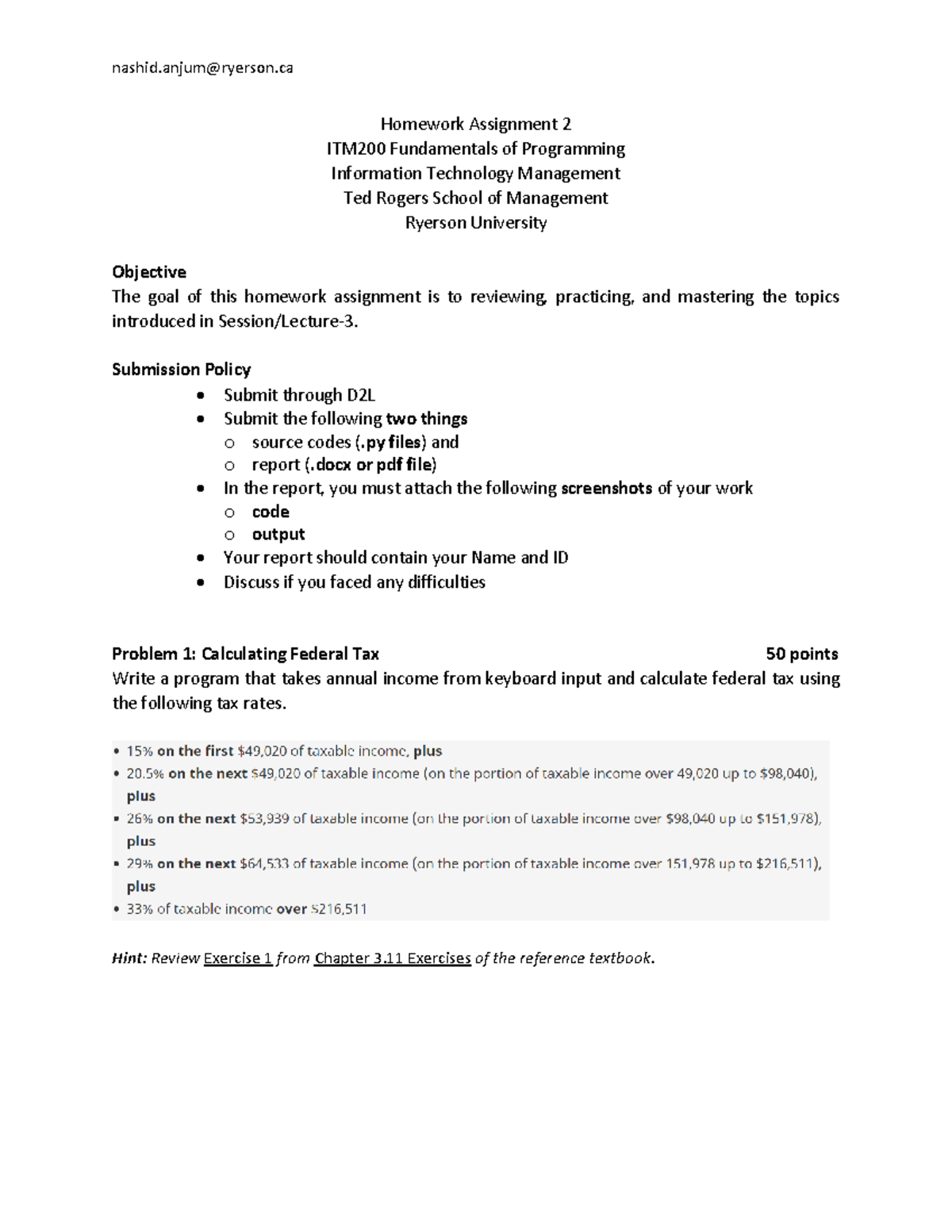 Homework Assignment 2 python - Citm 200 - Toronto Met - Studocu