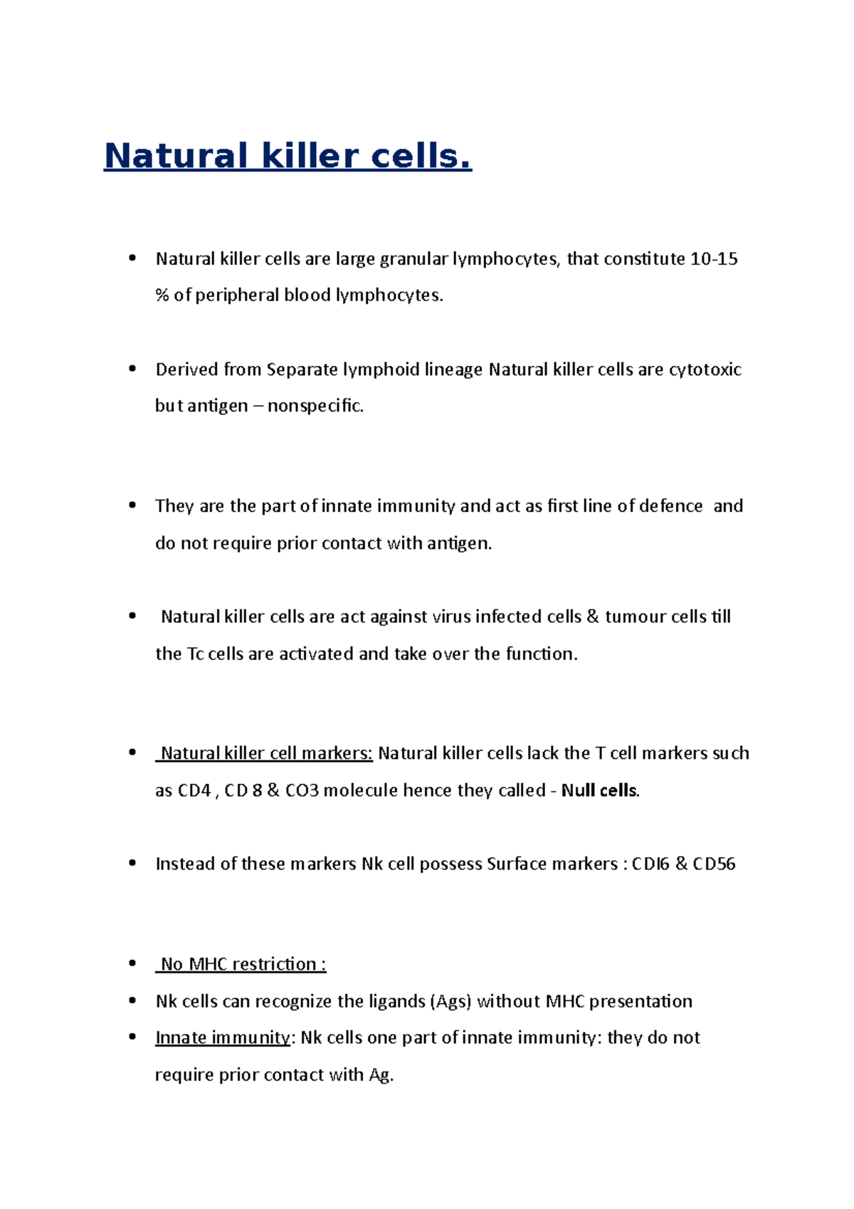 Natural Killer Cells - It Is Useful Lecture Notes - Natural Killer ...