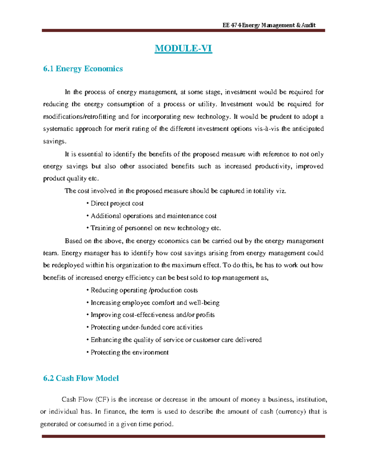 Module 6 KTU EEE MODULEVI 6 Energy Economics In the process of energy management, at some