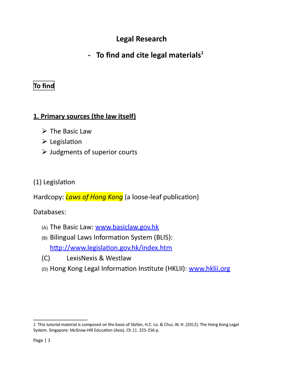 How to find how to cite Legal Research Finding Citing Legal Materials