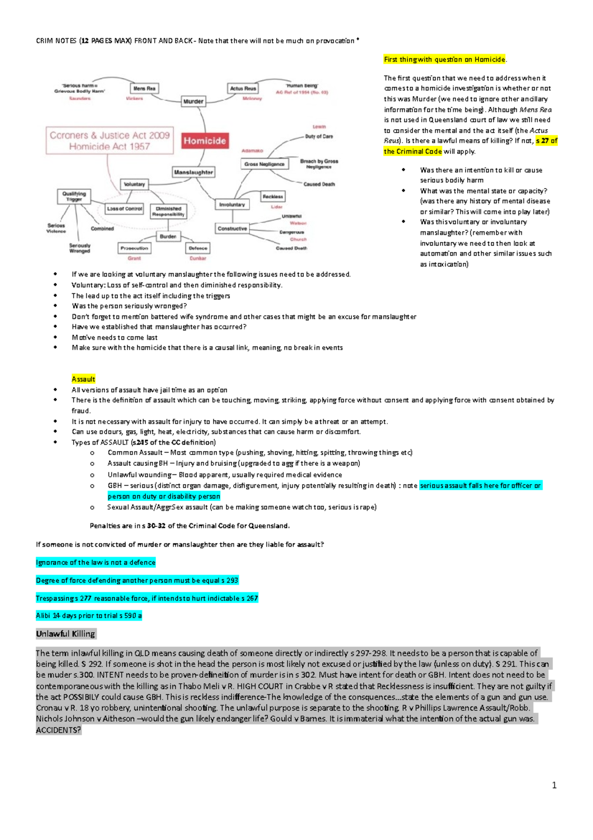 CRIM A Notes - CRIM NOTES (12 PAGES MAX) FRONT AND BACK - Note that ...
