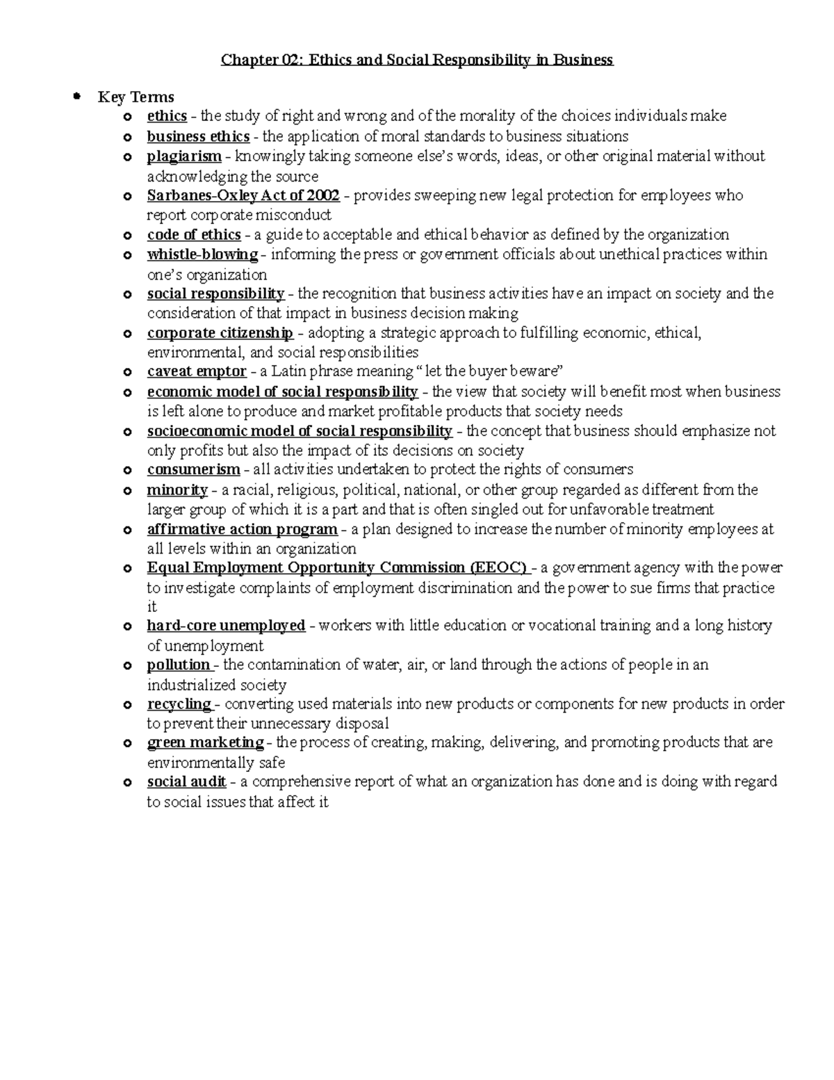 06. OL 501 - Module Two Key Terms - Chapter 02: Ethics and Social ...