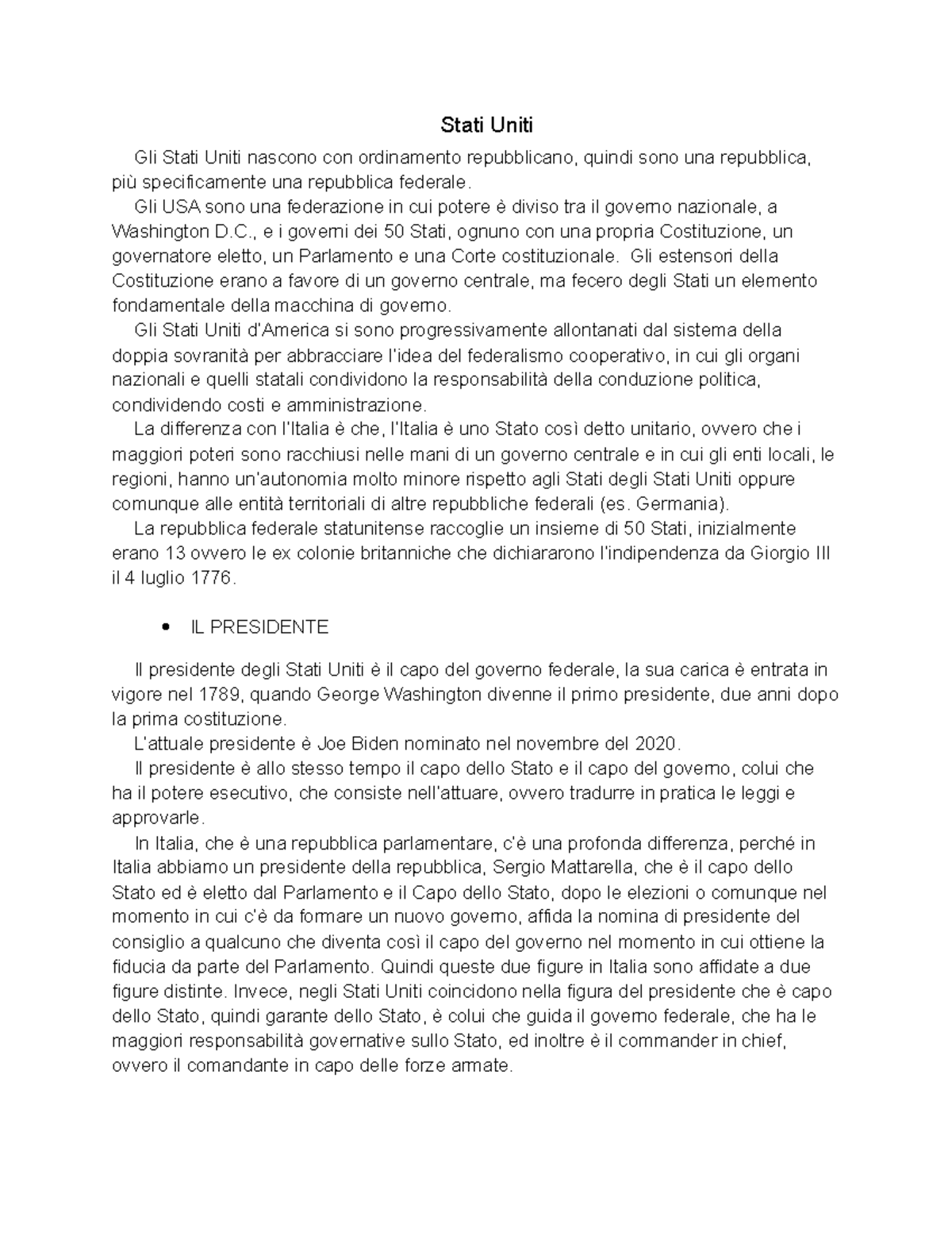 Stati Uniti Gli USA sono una