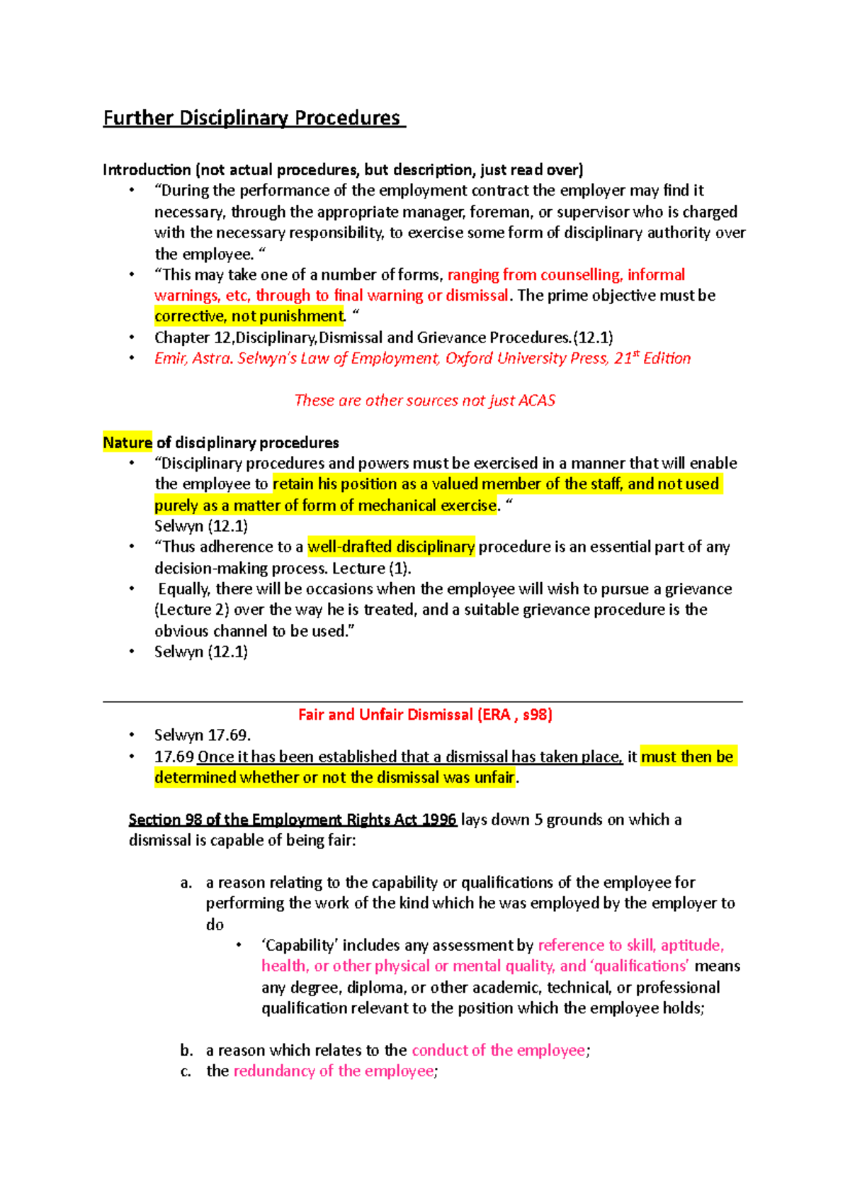 Intro To Disciplinary Procedures - Further Disciplinary Procedures ...