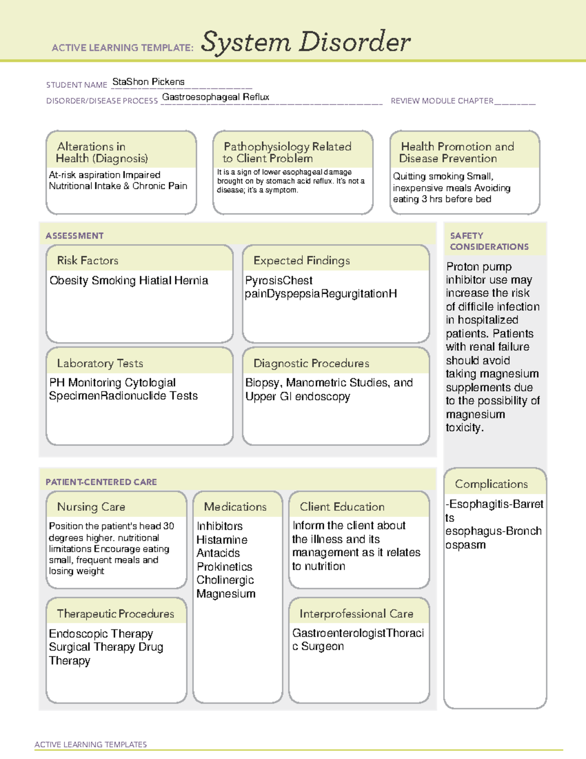 Week7gerd - G.I - ACTIVE LEARNING TEMPLATES System Disorder STUDENT ...