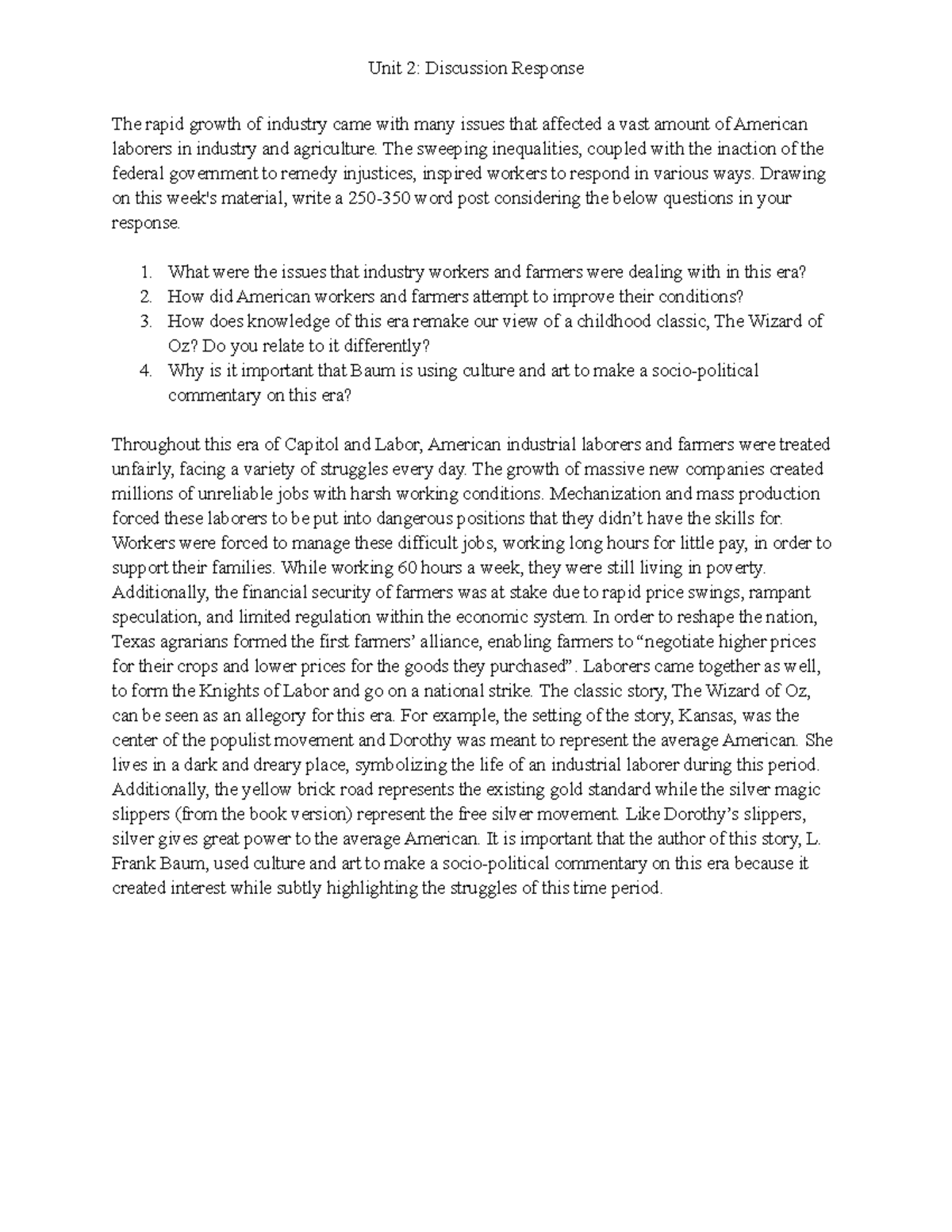 Unit 2 Discussion Response Unit 2 Discussion Response The rapid