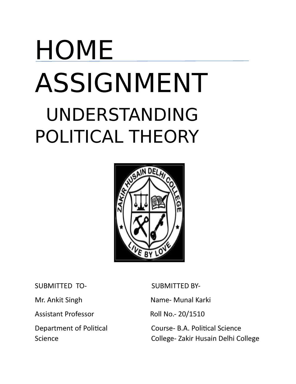 home assignment political science