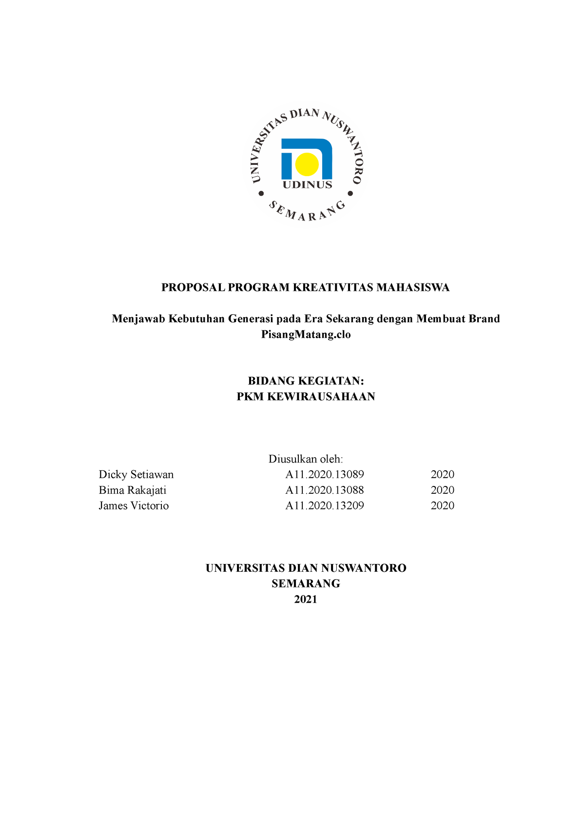 Proposal Program Kreativitas Mahasiswa Pkmk Pisang Matang Proposal Program Kreativitas 0003