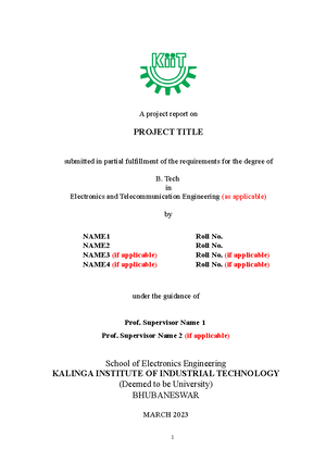 Sample abstract write-up - Minor Project - KIIT University - Studocu