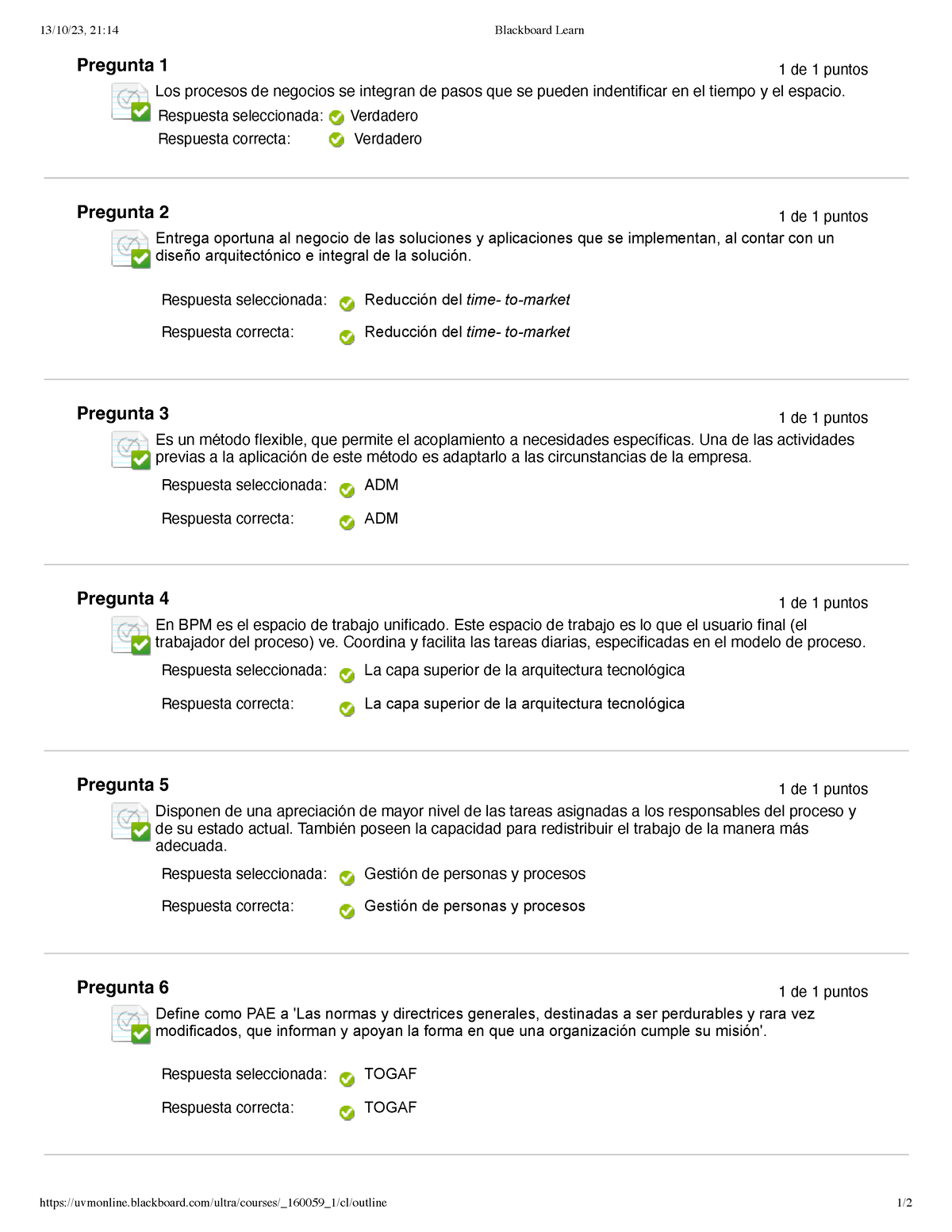 Actividad Automatizada - 13/10/23, 21:14 Blackboard Learn - Studocu