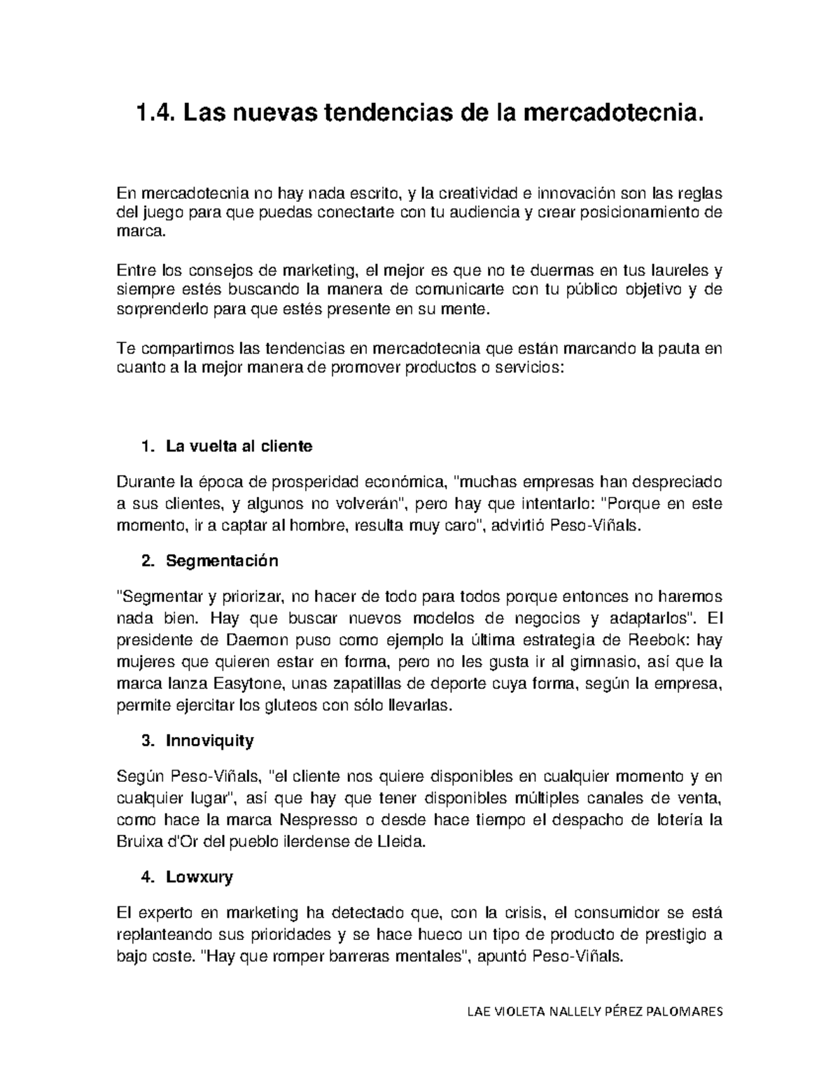 1.4. Las nuevas tendencias de la mercadotecnia - Fundamentos de