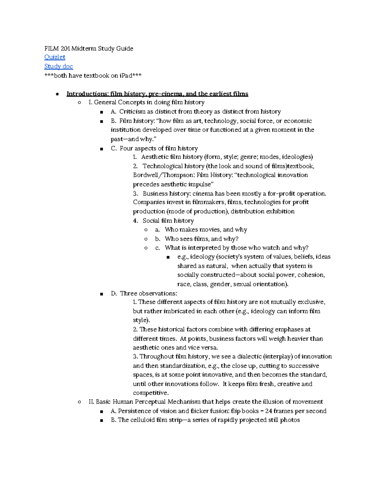 FILM 201 Midterm Study Guide - FIvM ɾɼɽ Midte v 5tudÂ Guide 0uizlet ...