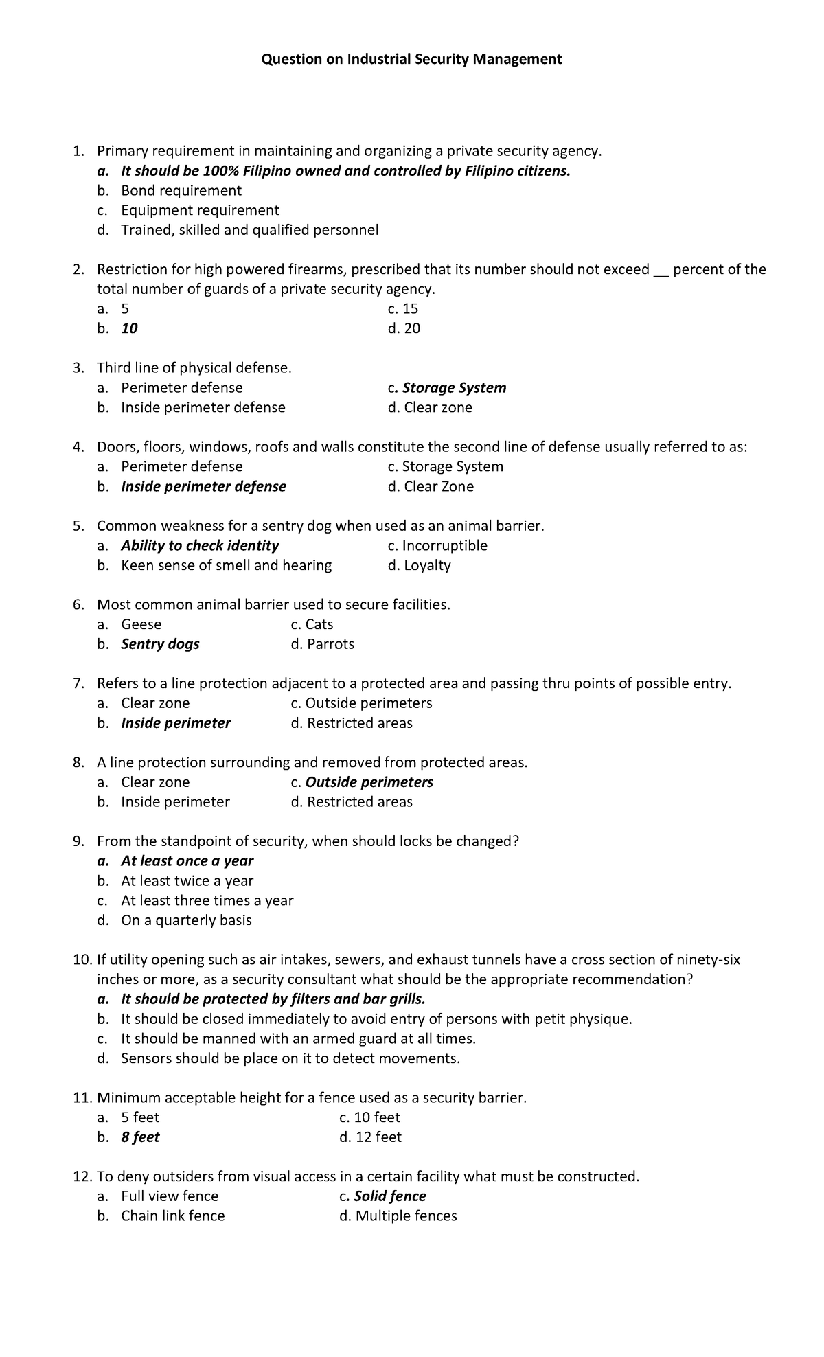 Midterm exam in CMLS 403 - Question on Industrial Security Management ...