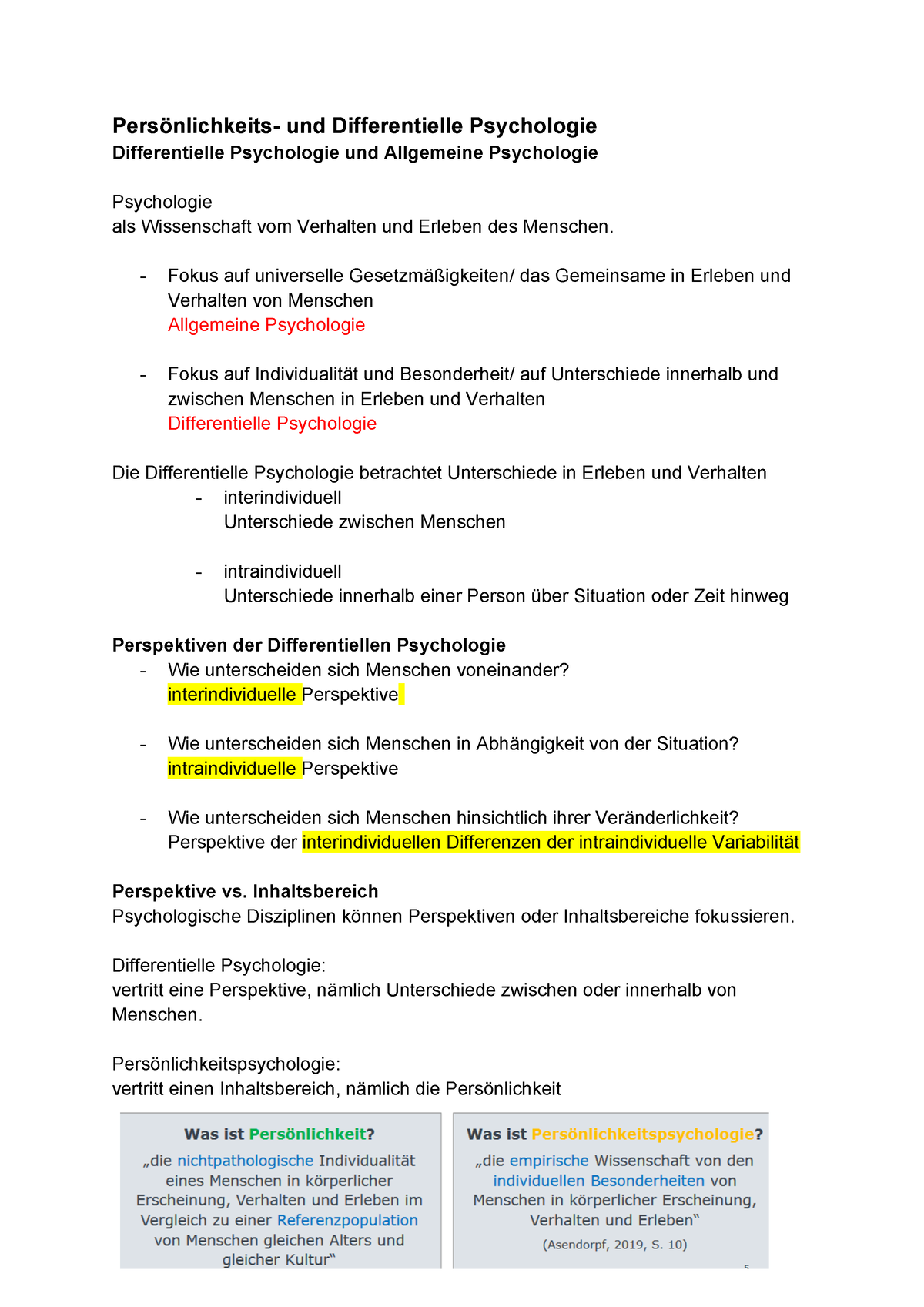 1.2 Persönlichkeits - Zusammenfassung Persönlichkeitspsychologie für ...