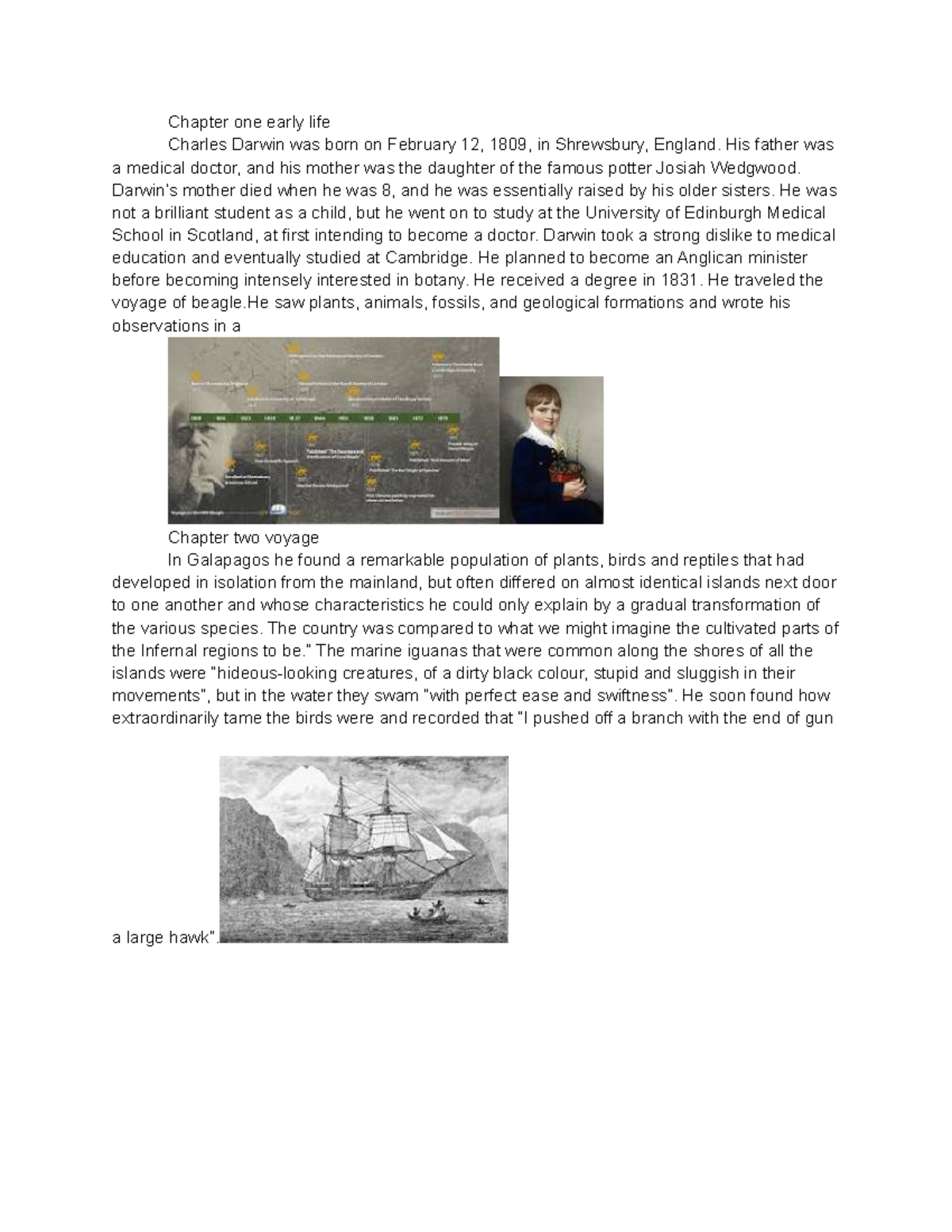 Charles darwin - Chapter one early life Charles Darwin was born on ...