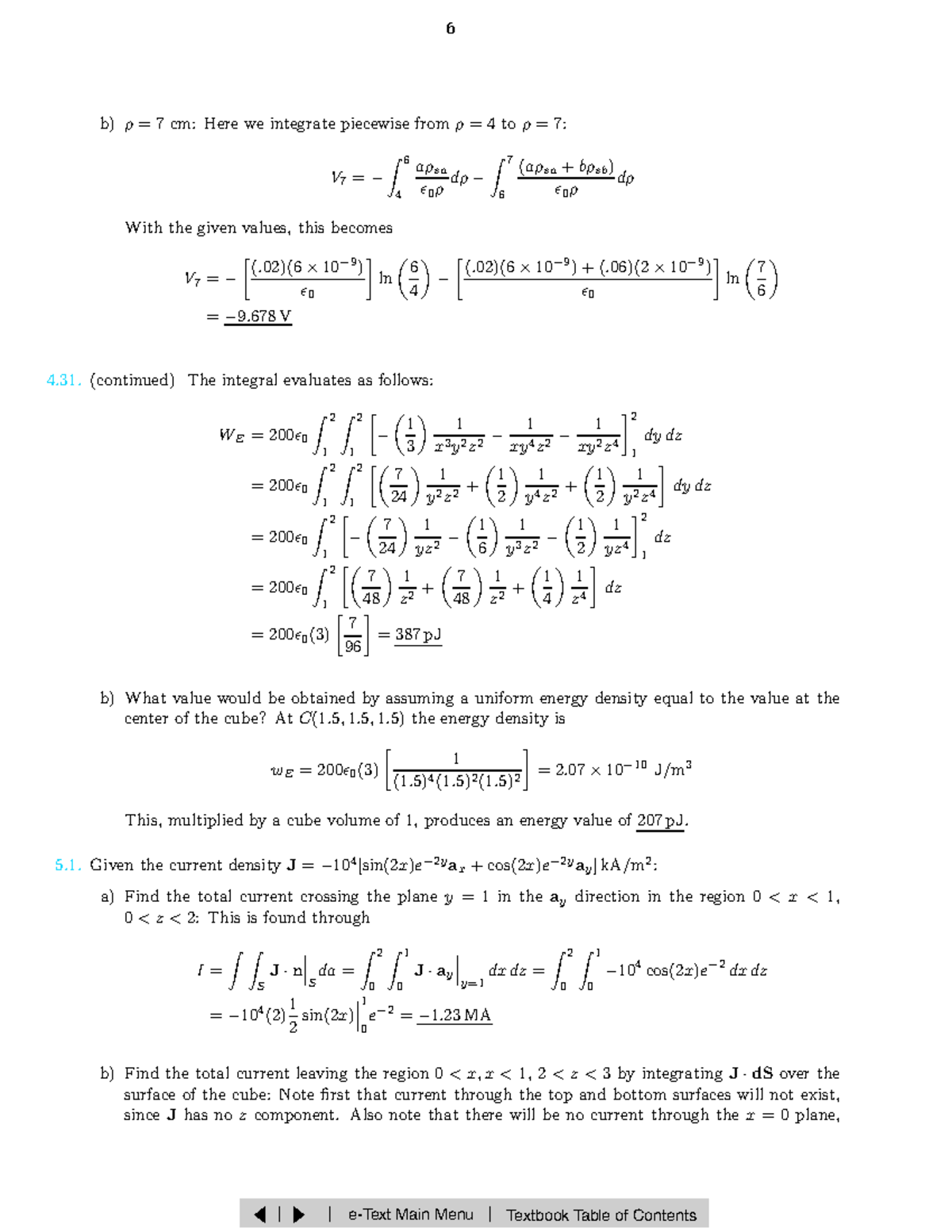 EM Hayt 6th (4)-110 - Elektromagnetik - b) ρ = 7 cm: Here we integrate ...