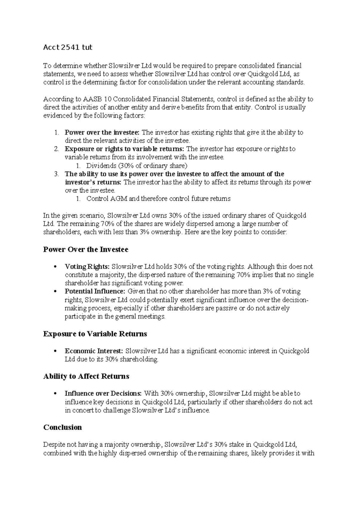 Acct 2542 tut - Summary Corporate Financial Reporting and Analysis ...