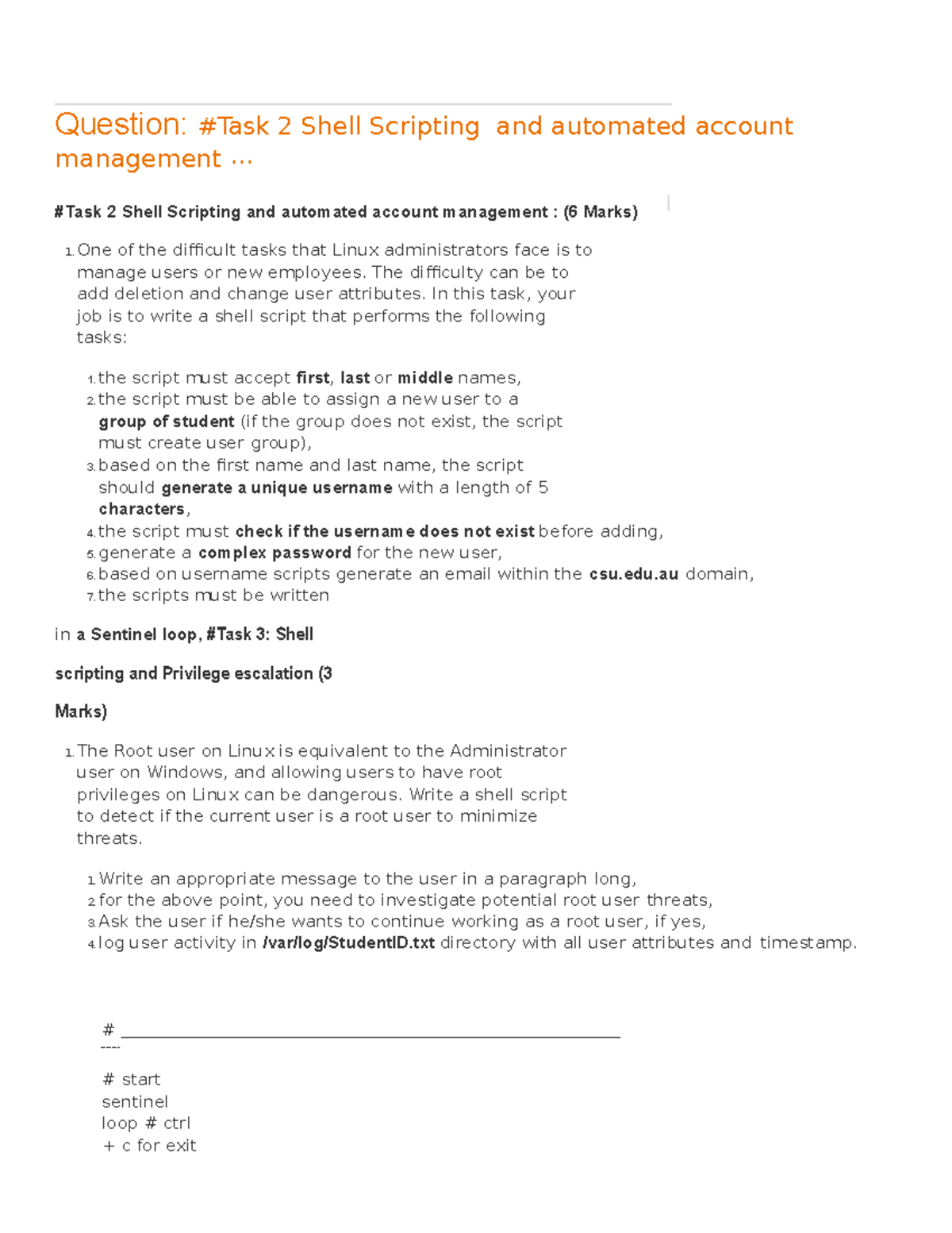 #Task 2 Shell Scripting And Automated Account Mana... Chegg - Question ...