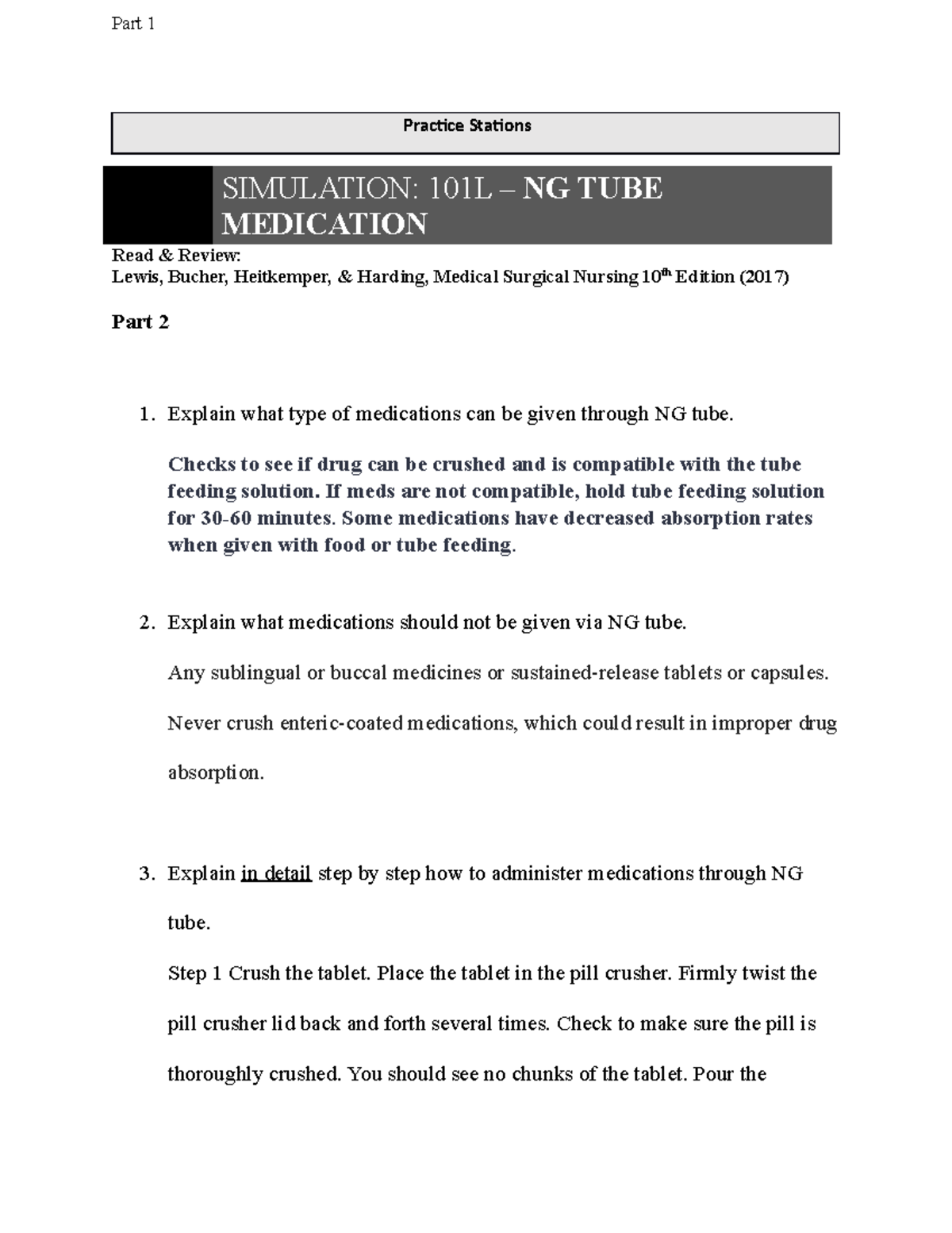 101 W2 Nasogastric Tube Medication pt 2 Gerardo Pineda - Part 1 ...