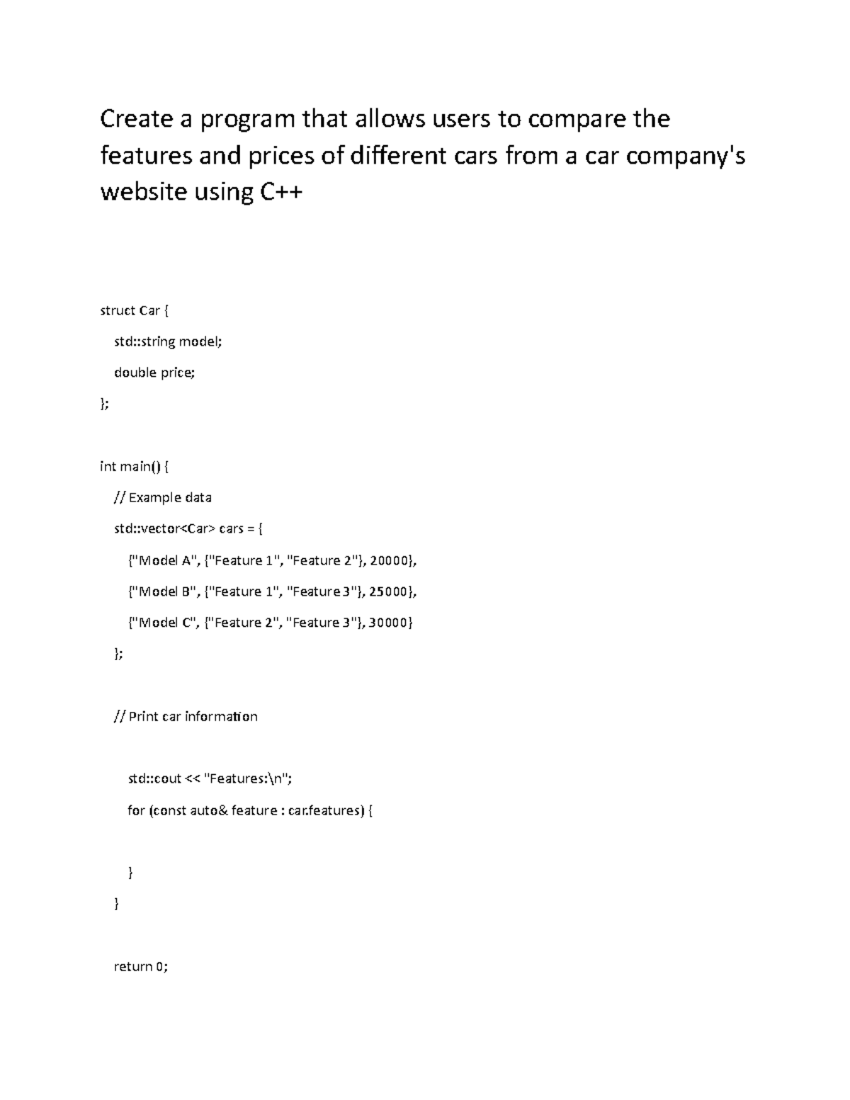 Comp6076-compare-C++ - Create a program that allows users to compare ...