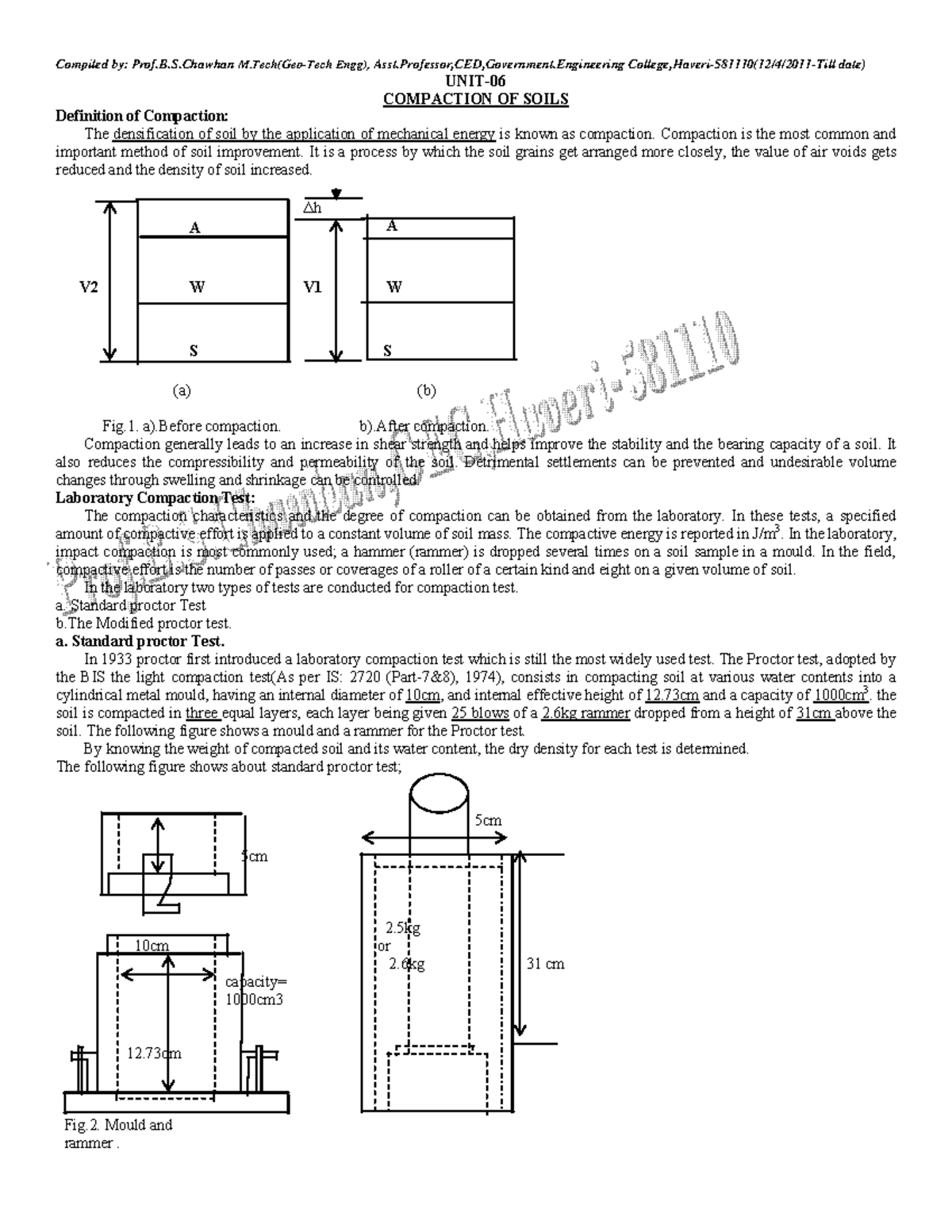 148 17CV45 Module02 Compaction OF SOIL UNIT COMPACTION OF SOILS