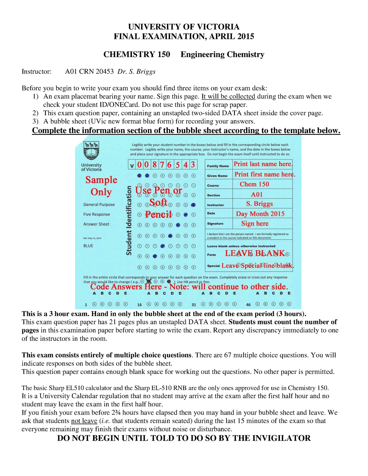 Exam 1 April 2015, answers - Chem 150 exam april 2015 answers - StuDocu