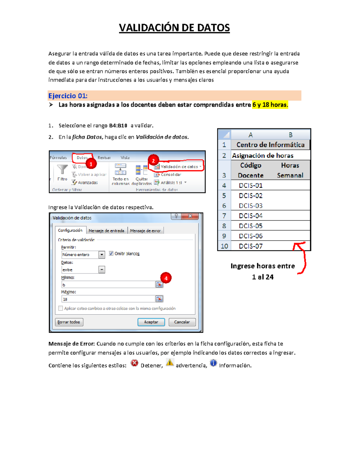 Validación DE Datos - VALIDACIÓN DE DATOS Asegurar la entrada válida de ...