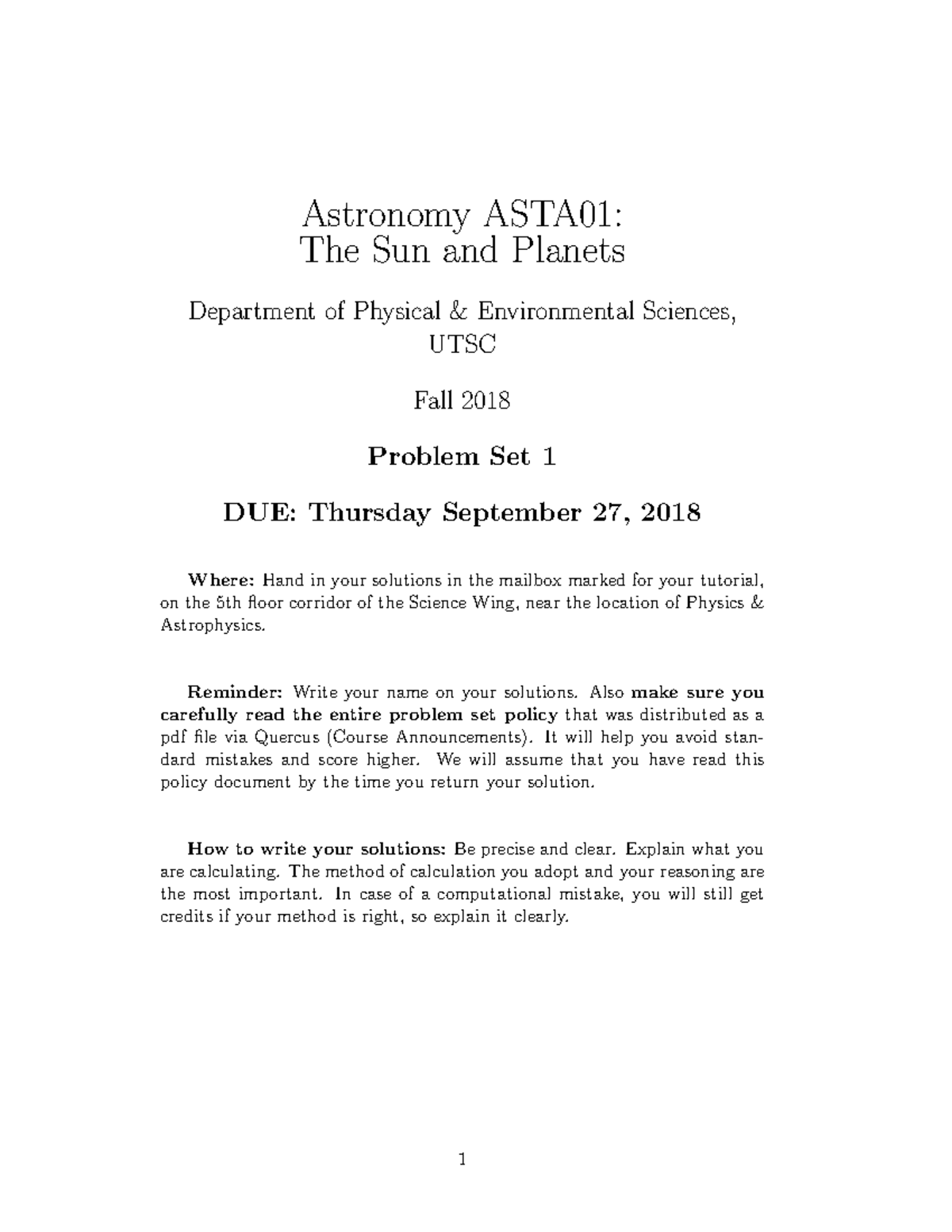 Problems 1m - Assignment 1 - Astronomy ASTA01: The Sun and Planets ...