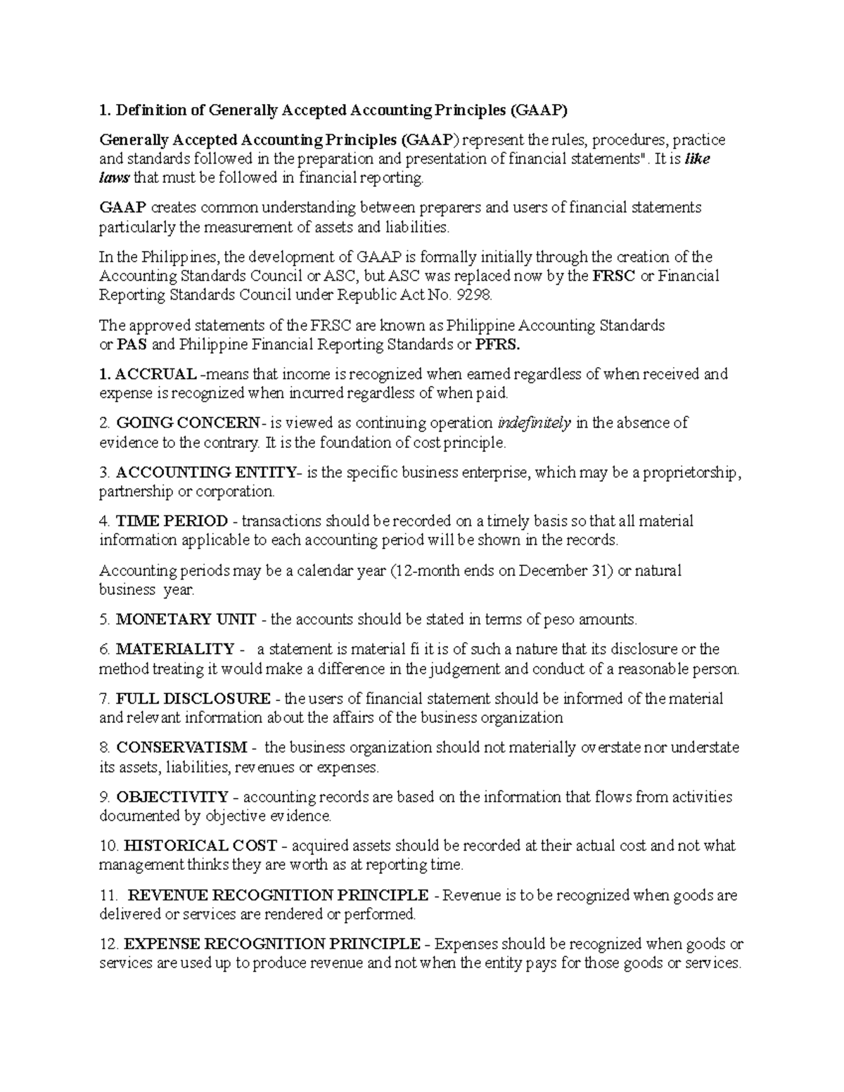 PERFFORMING COMPUTER OPERATIONS - Definition of Generally Accepted ...