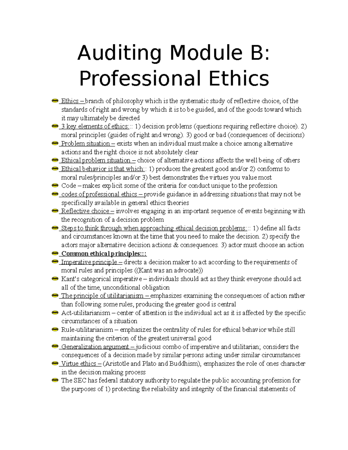 Module B Professional Ethics - Auditing Module B: Professional Ethics ...