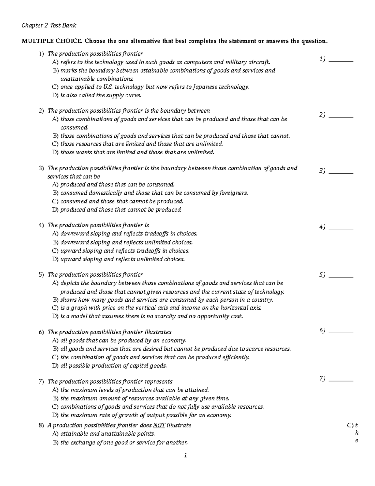 Chapter 2 Test bank 1 ECON-205 - Chapter 2 Test Bank MULTIPLE CHOICE ...