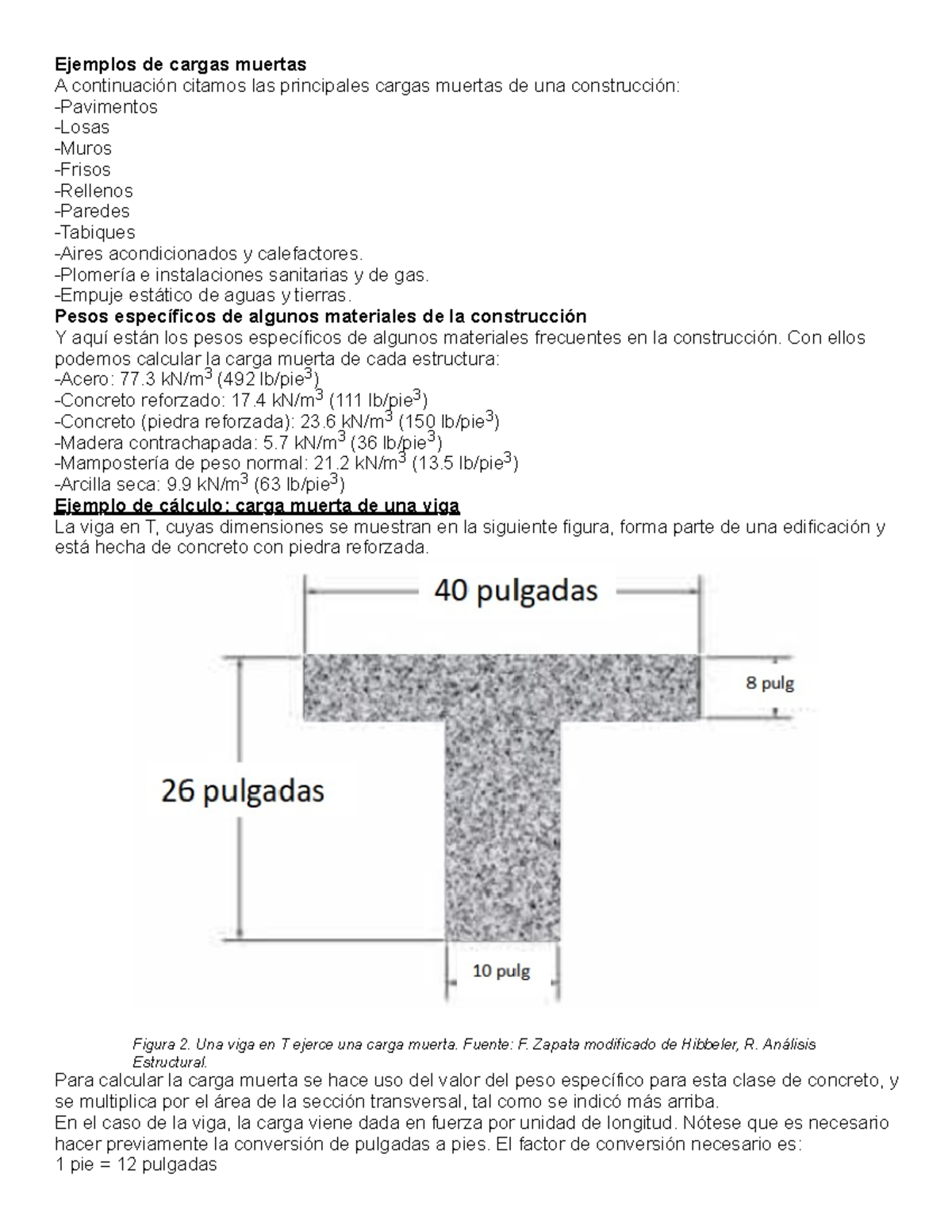 Cargas muertas características, cálculo, ejemplos Ejemplos de cargas