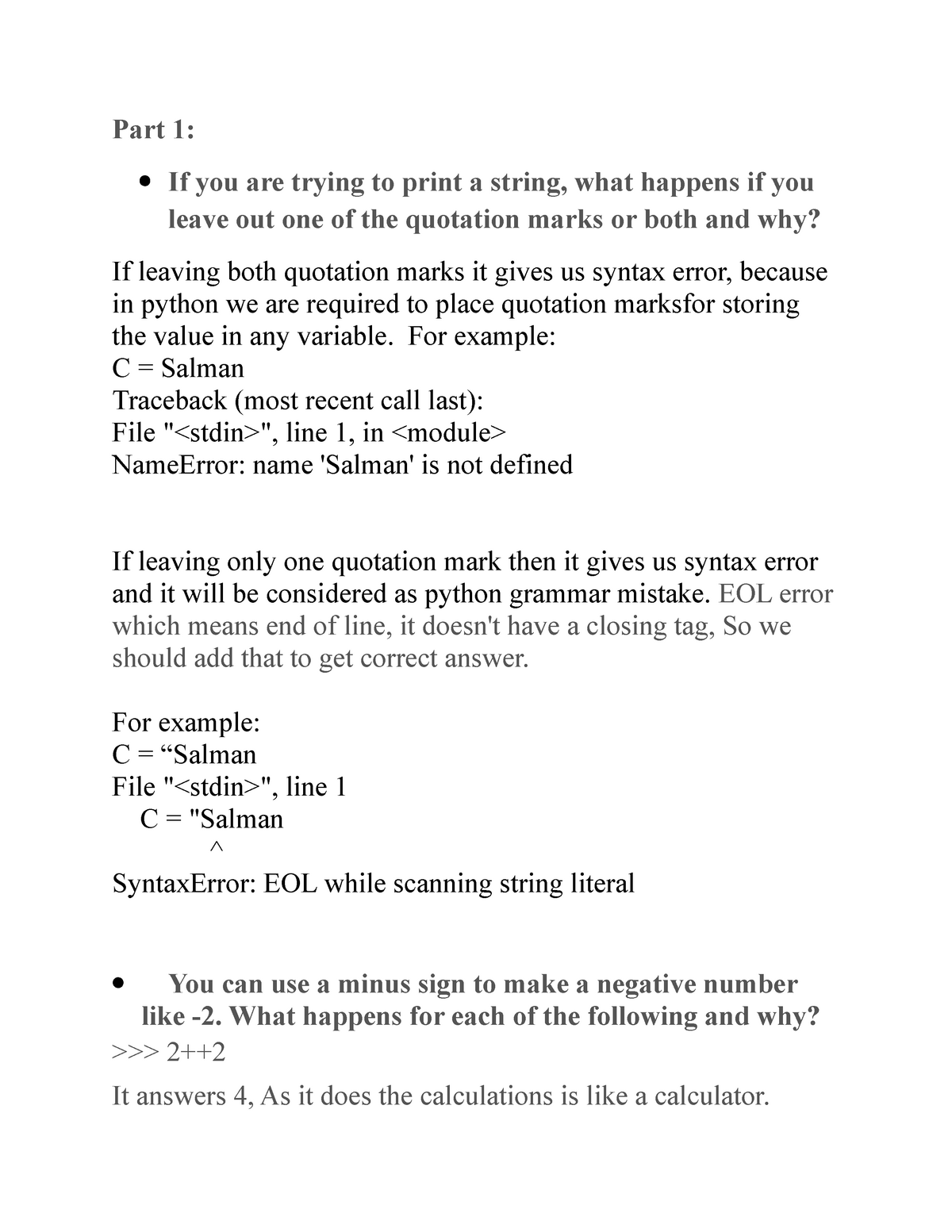 Python Learning Journal Unit 1 Part If You Are Trying To Print String What Studocu