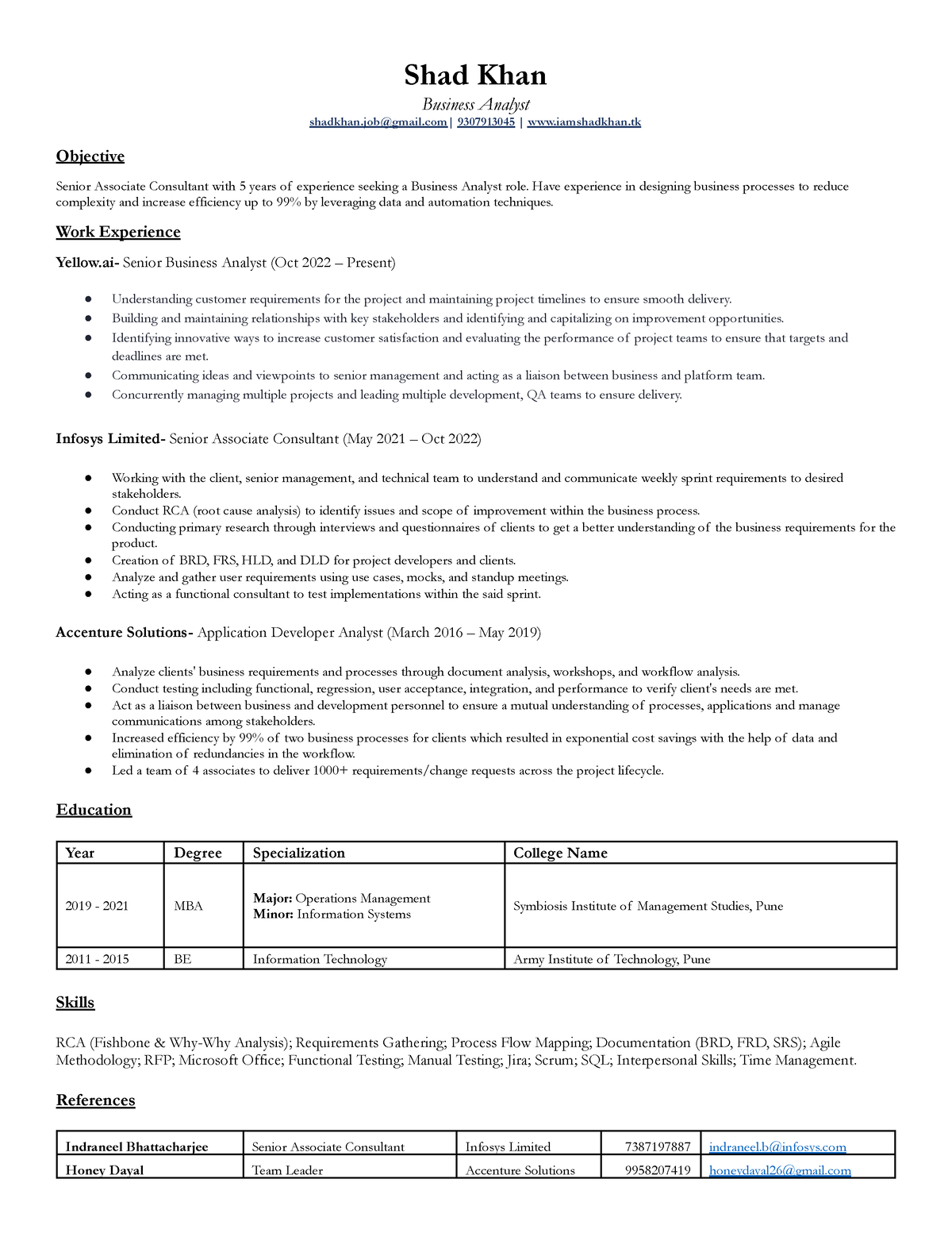 Resume SK - Bzhzjdn - Shad Khan Business Analyst shadkhan@gmail ...