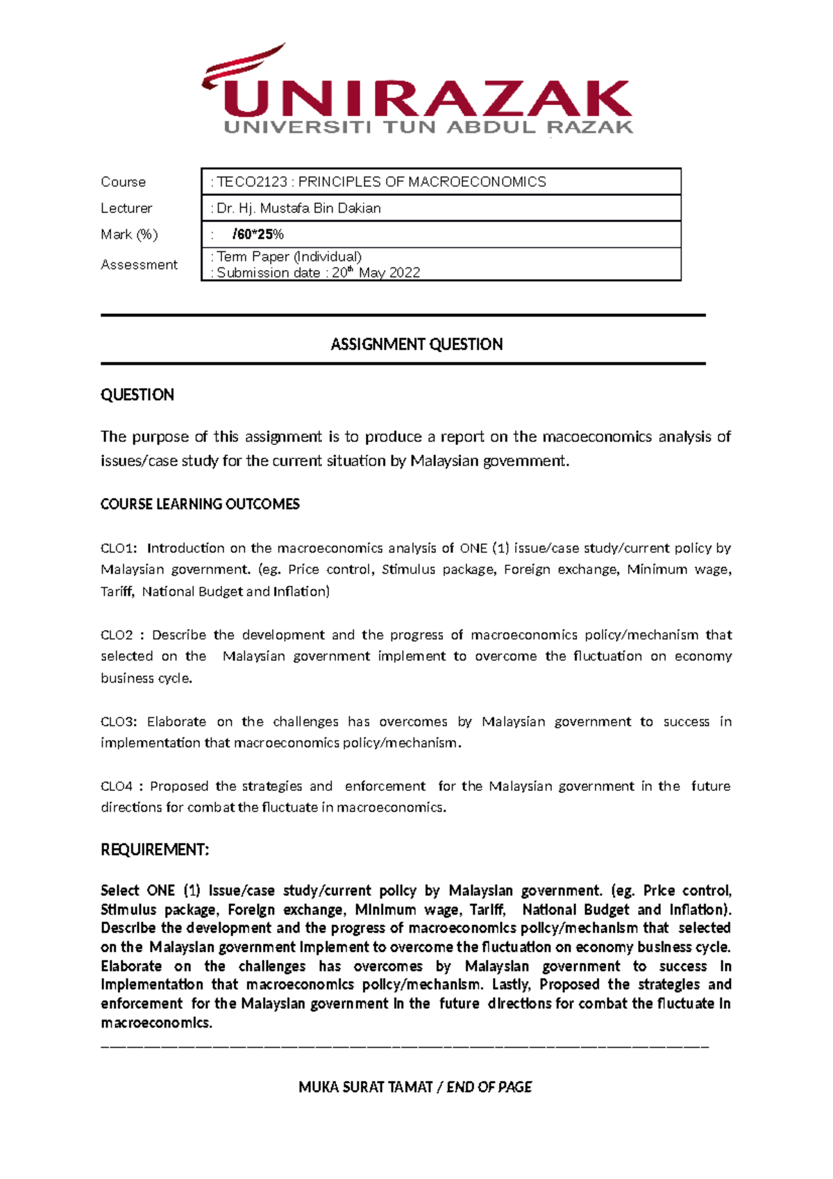 1 Term Paper Individual Assignment TECO2123.docx - ASSIGNMENT QUESTION ...