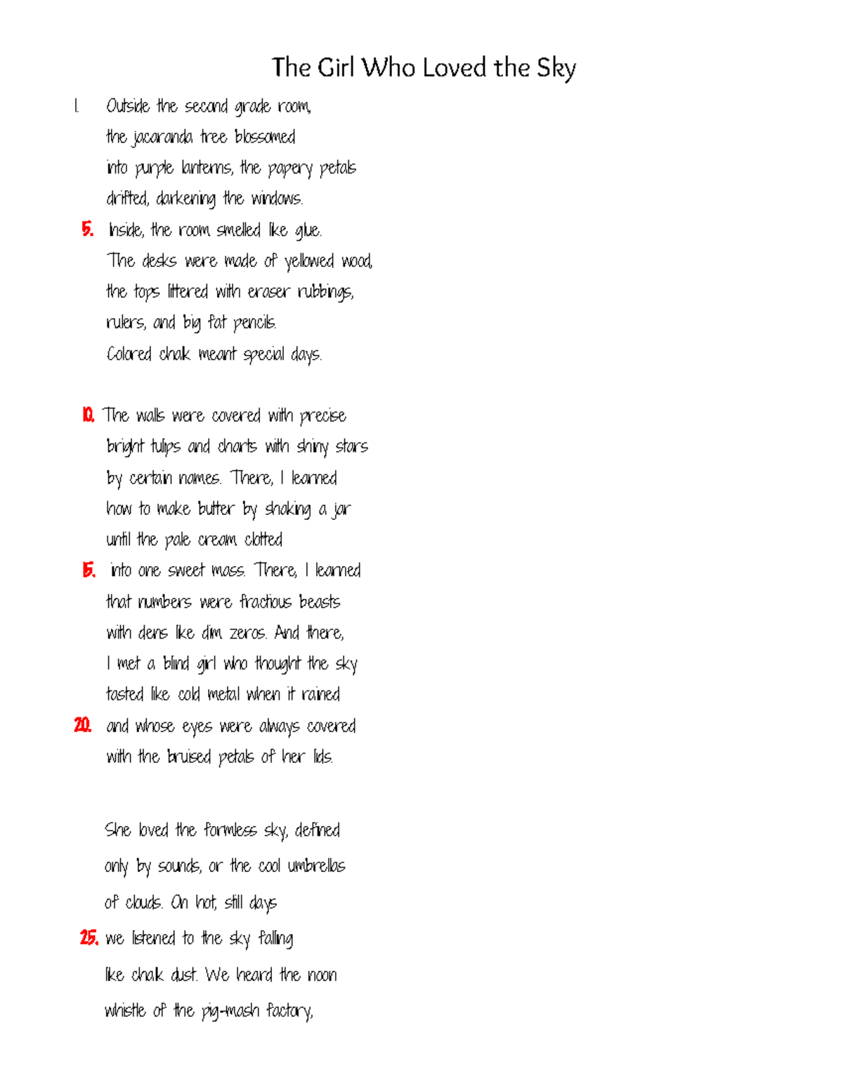 4 23 - The Girl Who Loved the Sky poem - The Girl Who Loved the Sky 1 ...