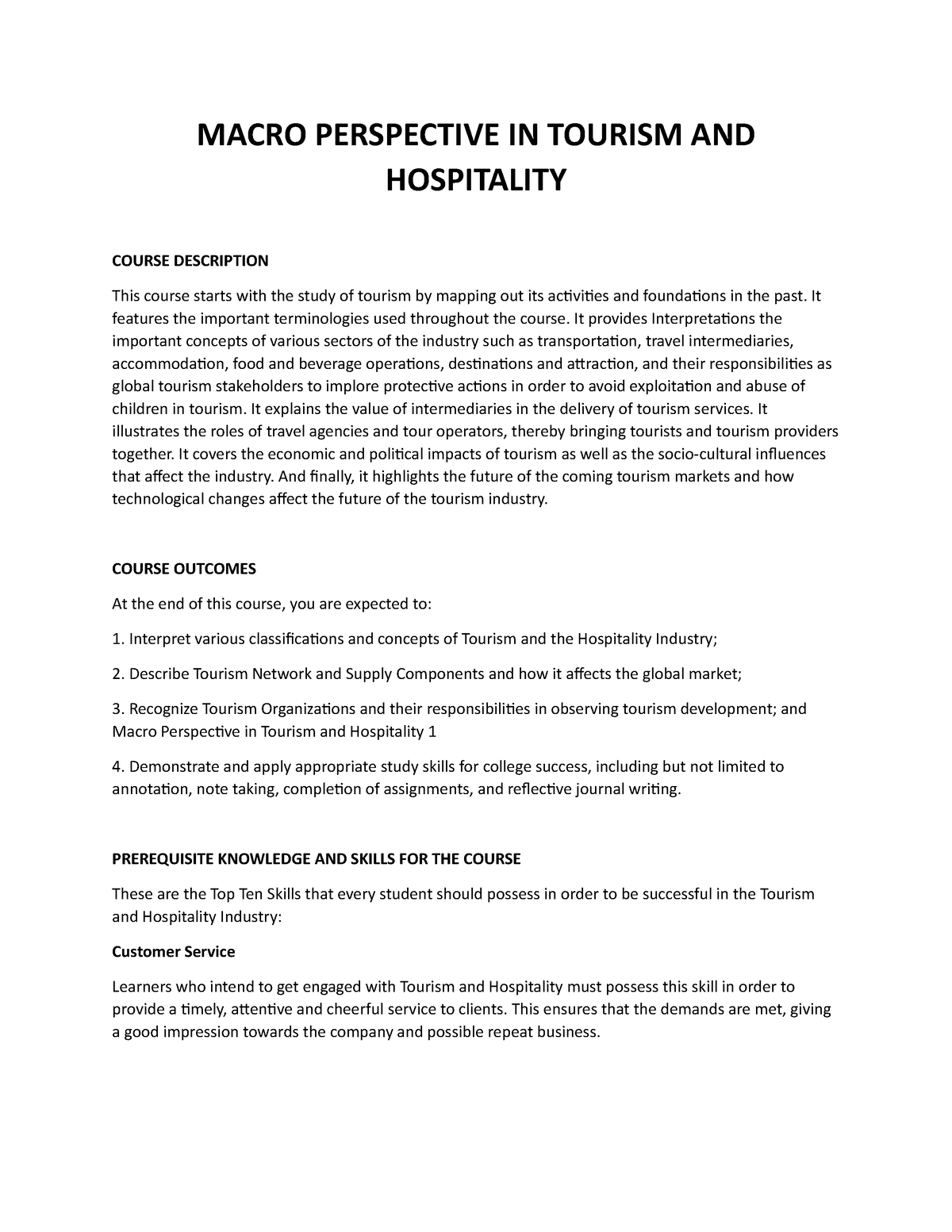 micro perspective of tourism and hospitality chapter 5