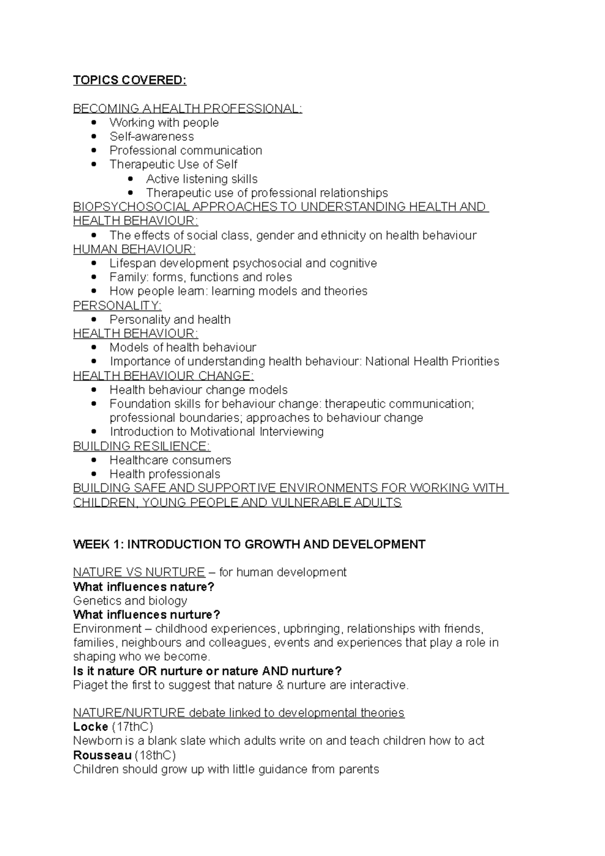 HLSZ111 The Person, Health and Wellbeing Semester 2 2020 - TOPICS ...