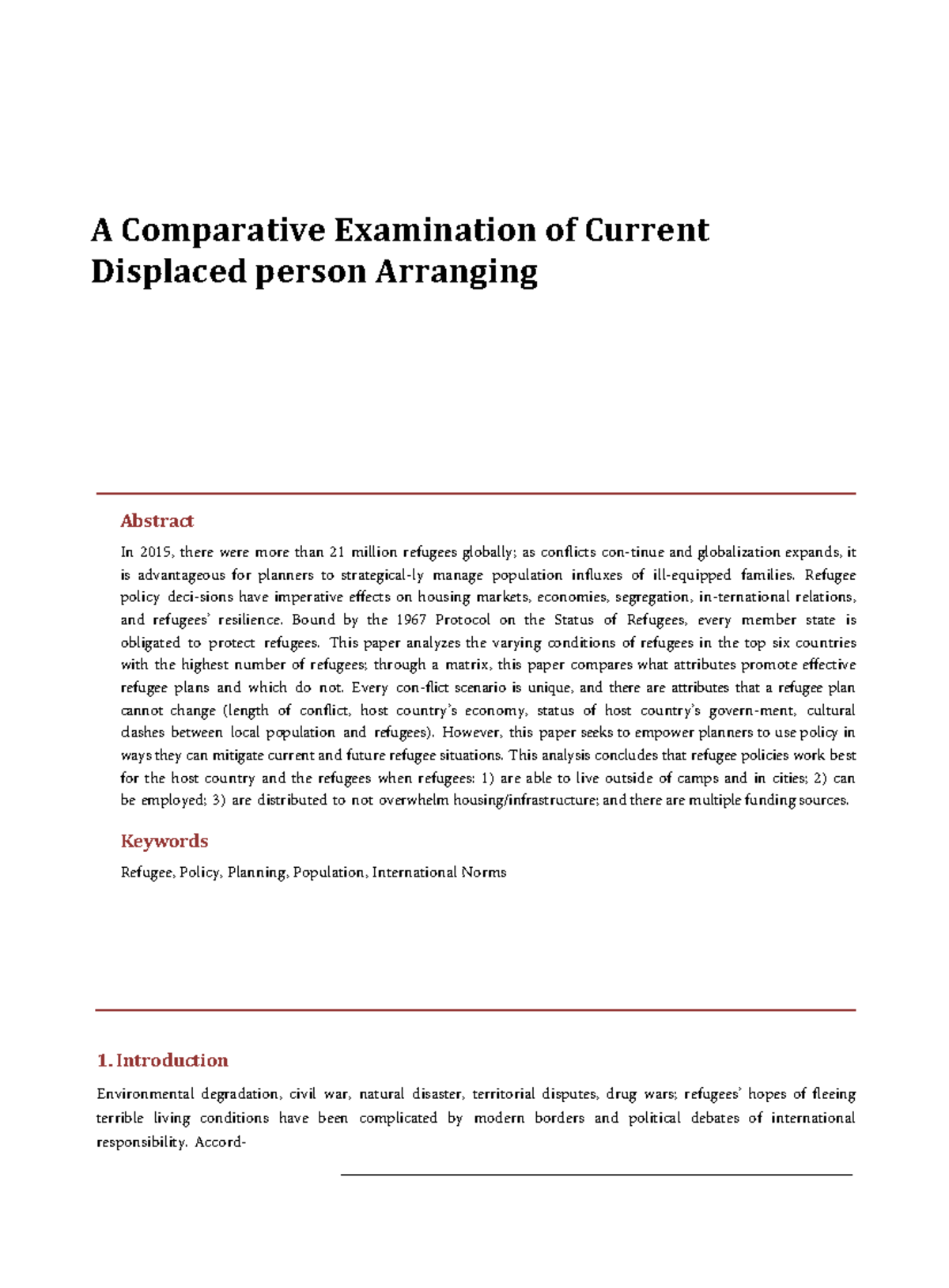 A Comparative Examination of Current Displaced person Arranging - A ...
