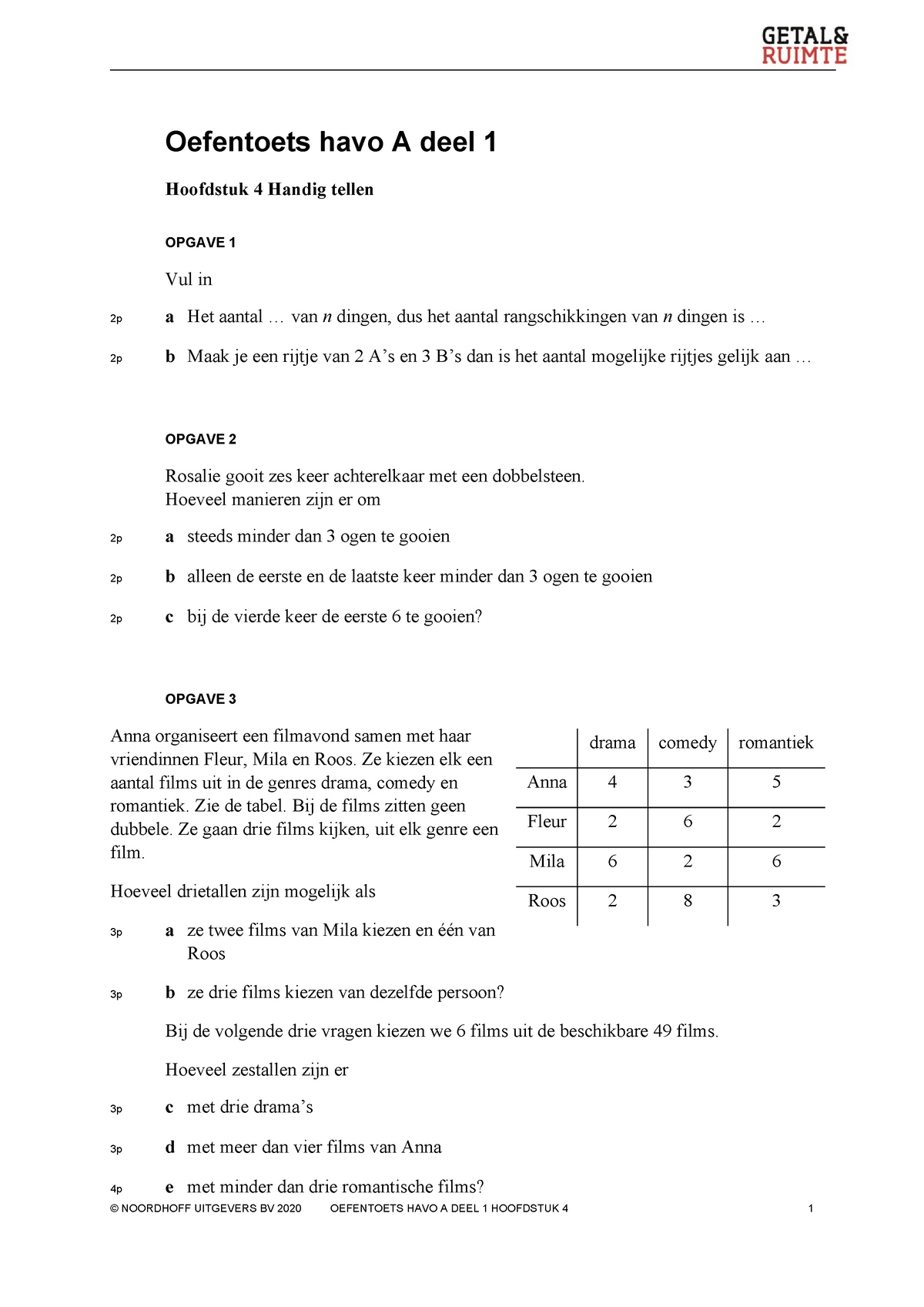 GR12-HA1-H04-oefentoets 2 - Oefentoets Havo A Deel 1 Hoofdstuk 4 Handig ...