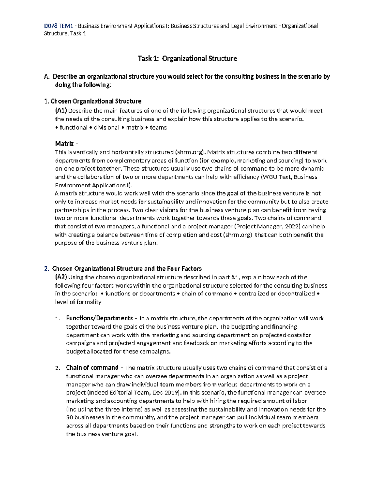 D078 - Task 1 - Passed - D078 TEM1 - Business Environment Applications ...