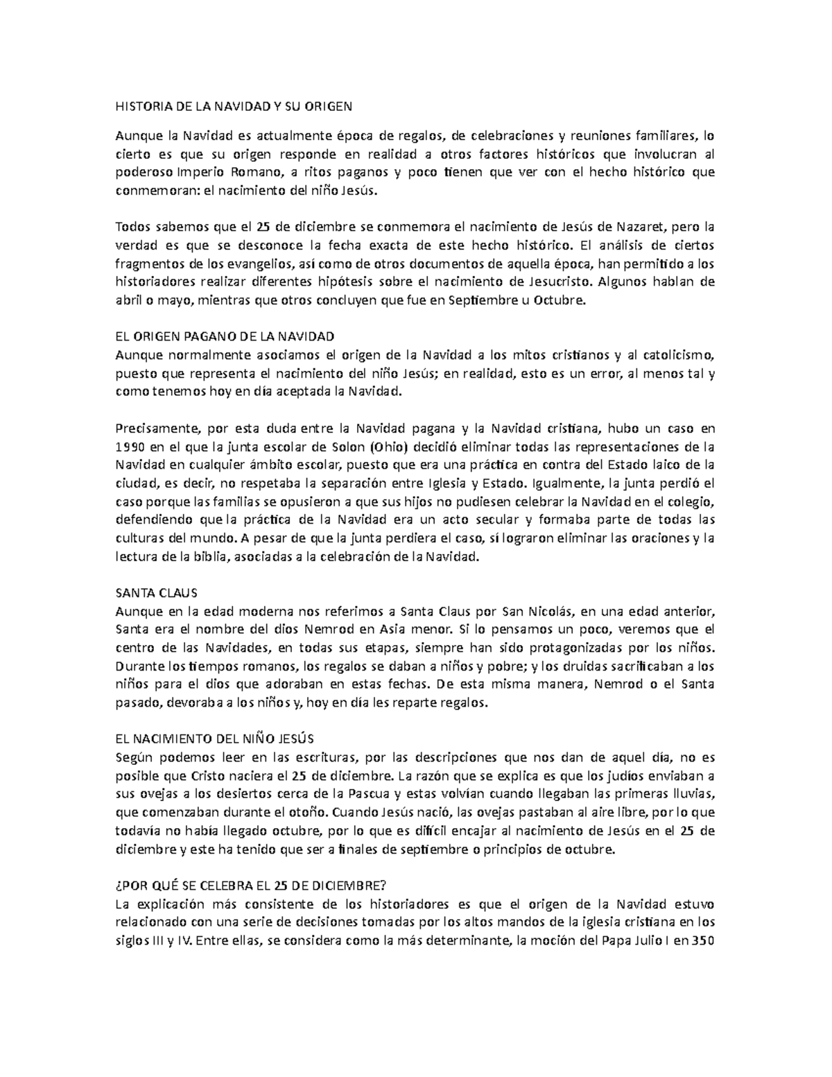 Historia DE LA Navidad Y SU Origen - HISTORIA DE LA NAVIDAD Y SU ORIGEN ...