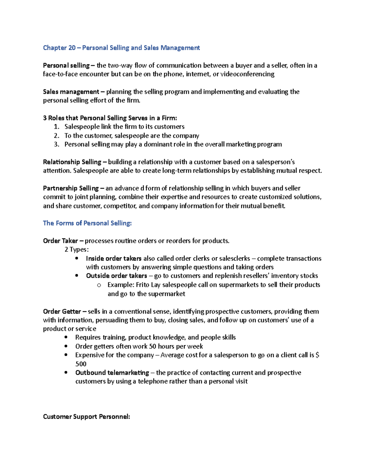 personal selling and sales management research paper