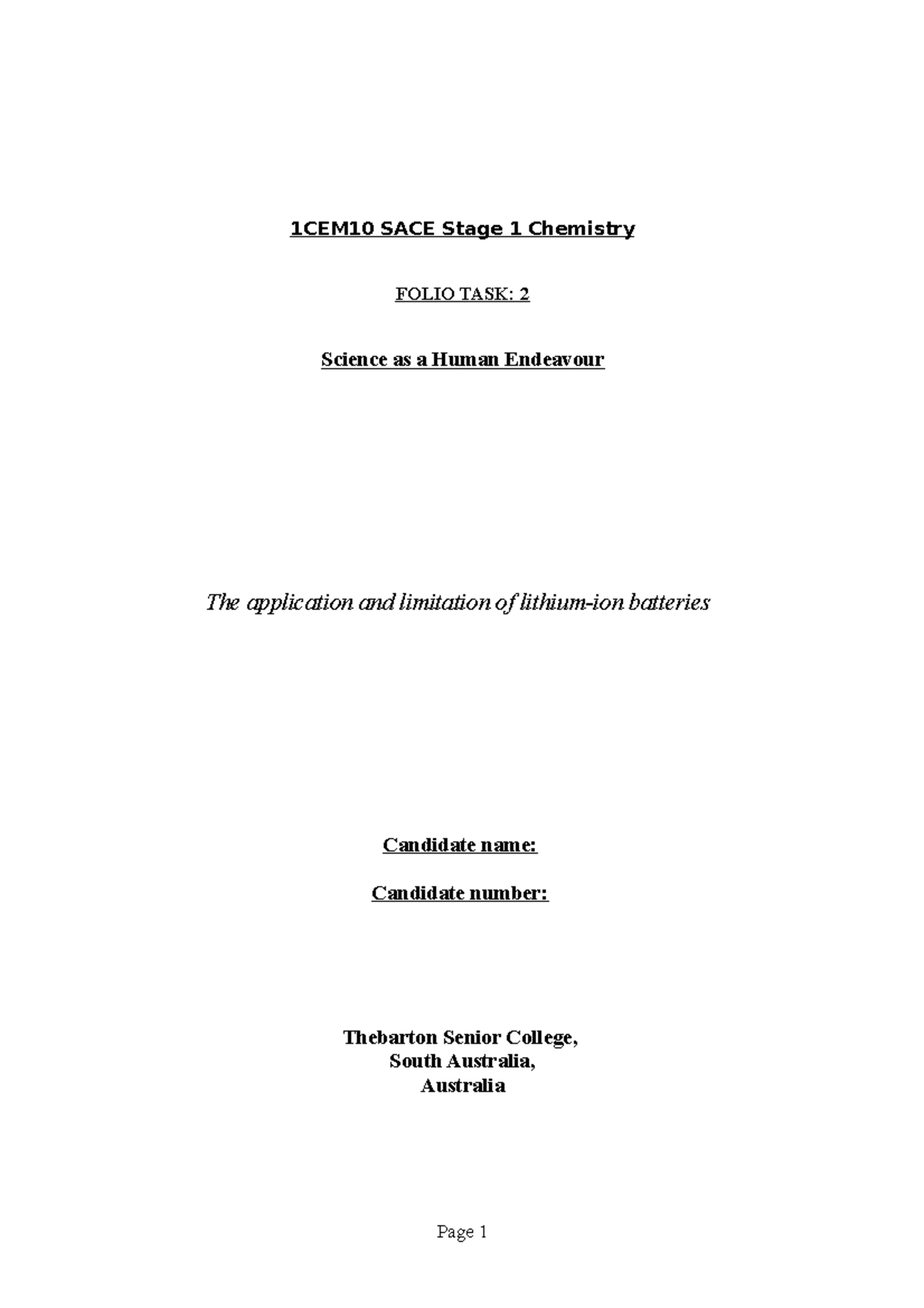 Final SHE Application and limitation of lithiumiron battery 1CEM10