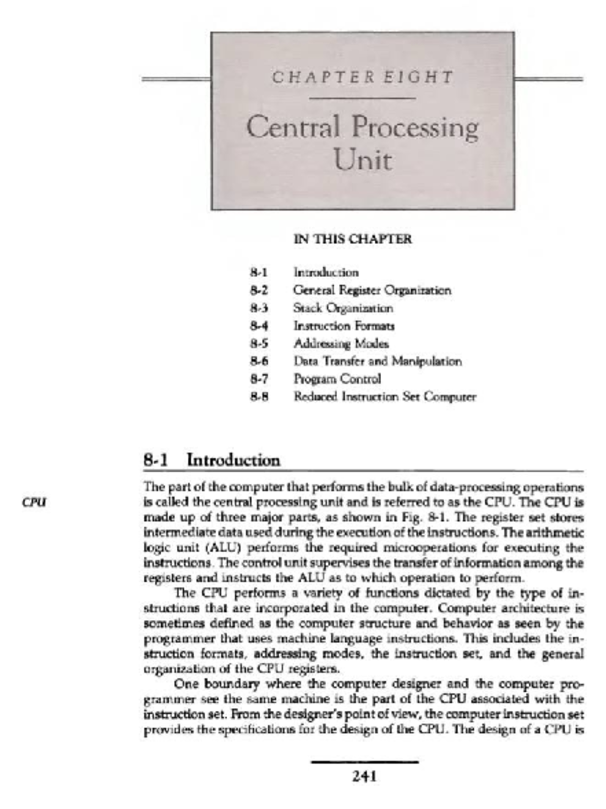 CA1 - kkbol - CHAPTER EIGHT Central Processing Unit IN THIS CHAPTER ...