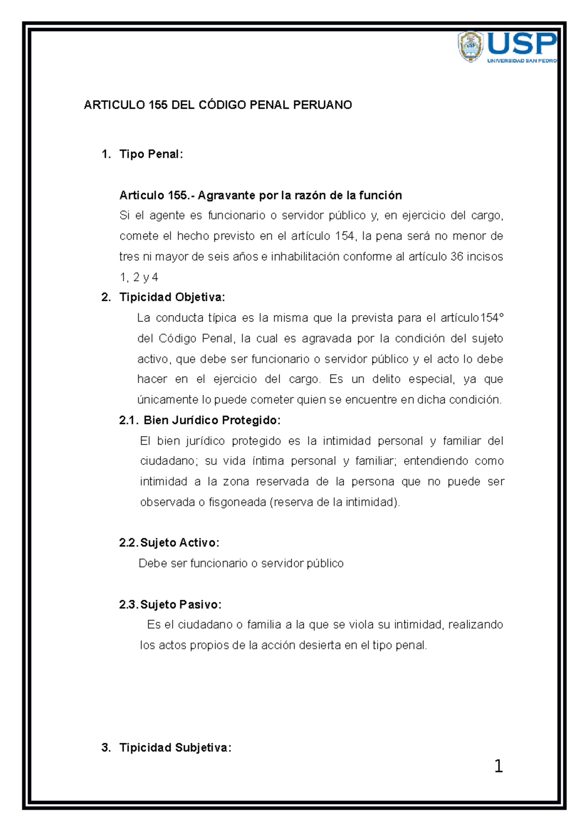 Art 155 - esperoteayude - ARTICULO 155 DEL CÓDIGO PENAL PERUANO Tipo ...