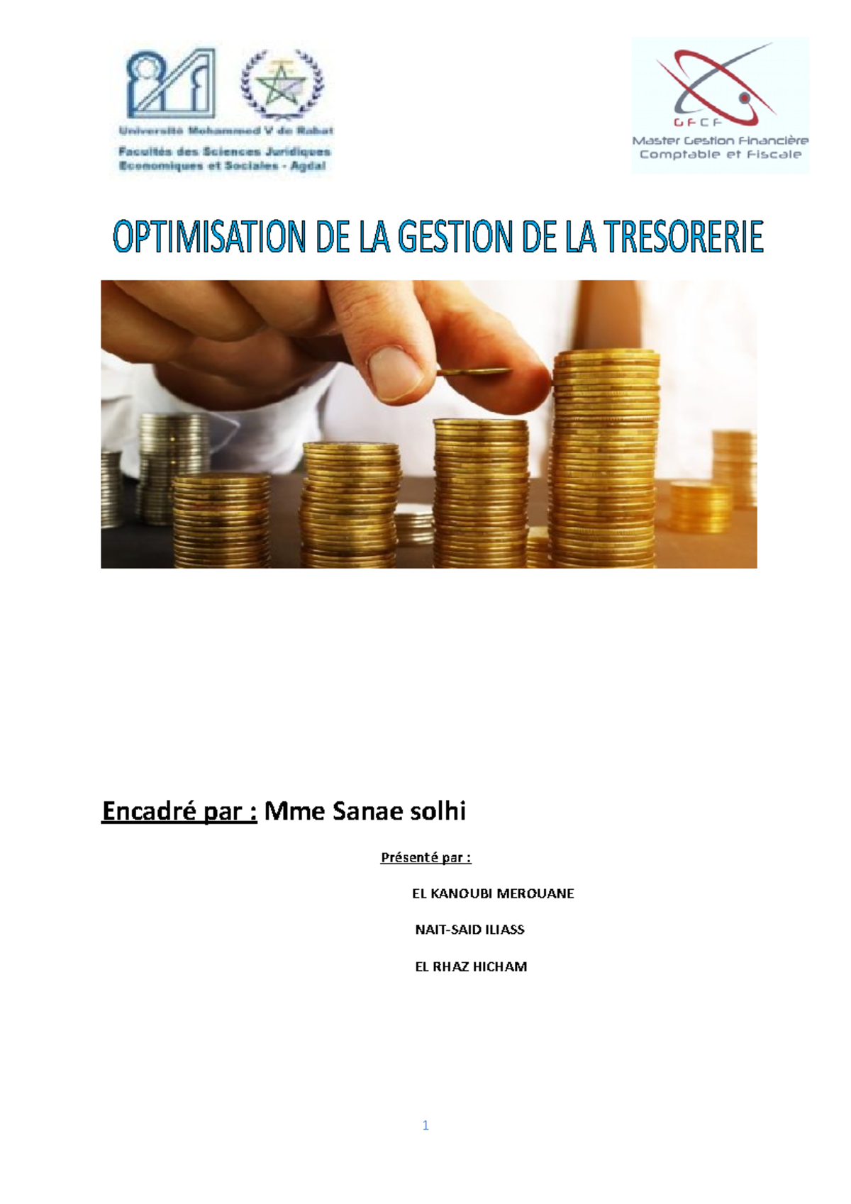 G15 Optimisation De La Gestion De La Tr Sorerie VF - Encadré Par : Mme ...